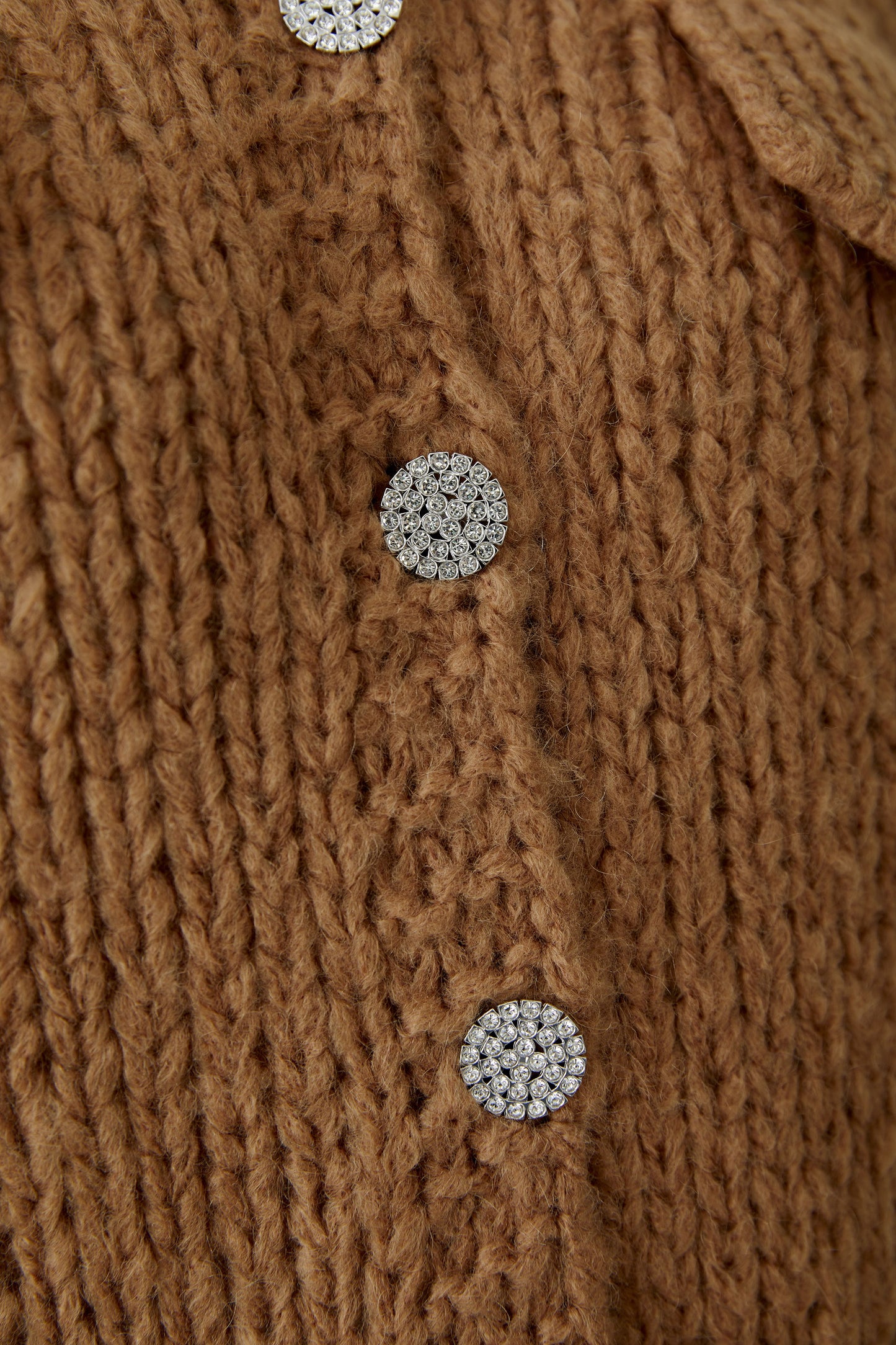 Oui Camel Sparkle Button Cardigan