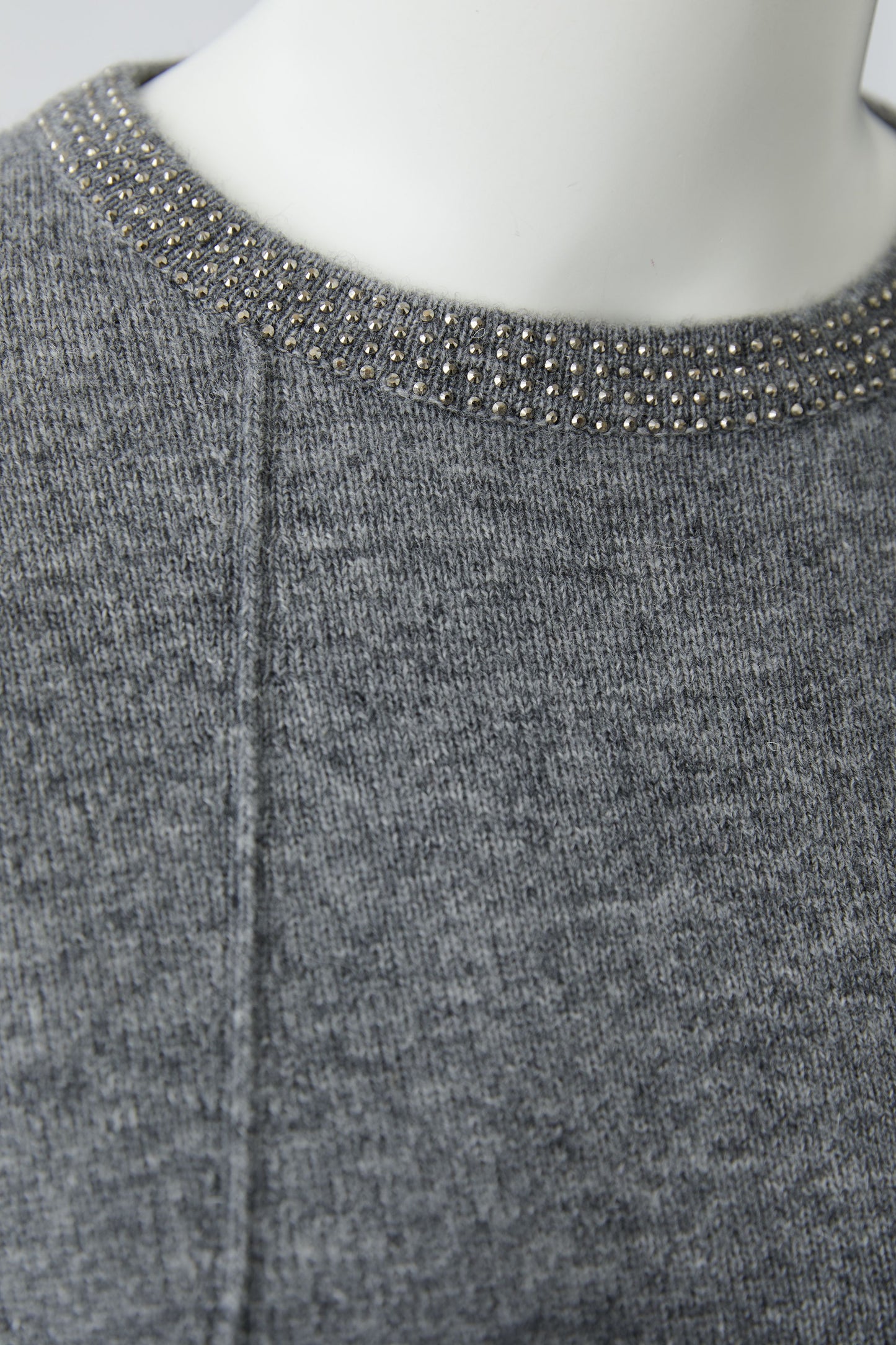 Oui Grey Decorative Stone Collar Jumper