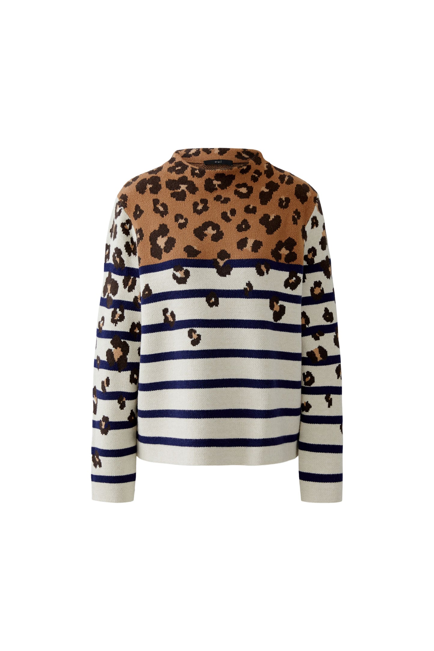 Oui Off White/Camel Animal/Stripped Jumper