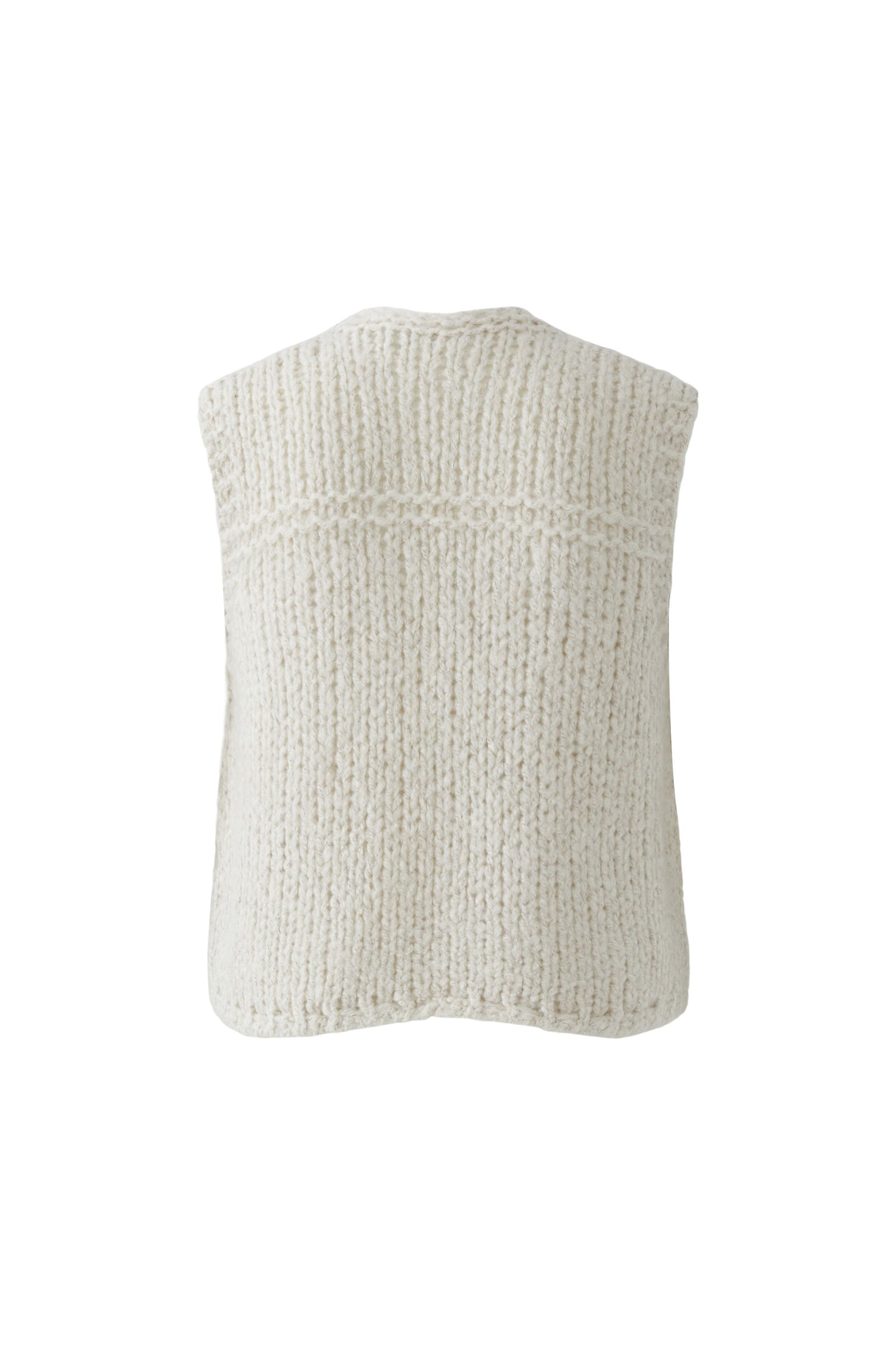 Oui Light Beige Melange Knitted Waistcoat