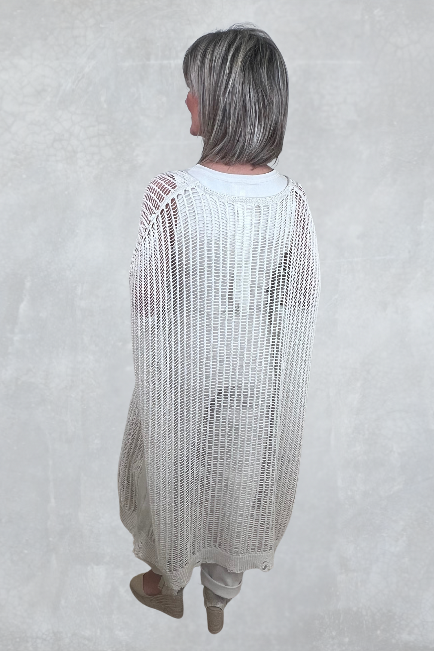 Sanctamuerte Sand Shell Open Weave Knit Tunic
