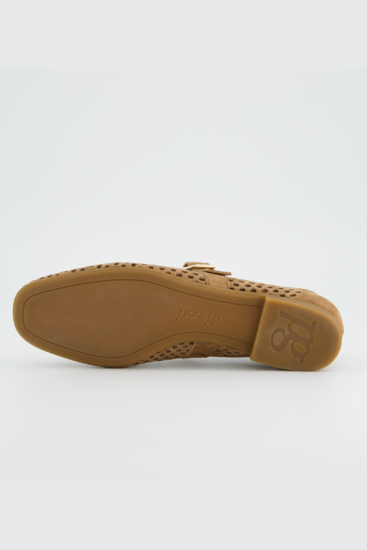 Paul Green Brown/Gold Samtziege Ballerina Shoe