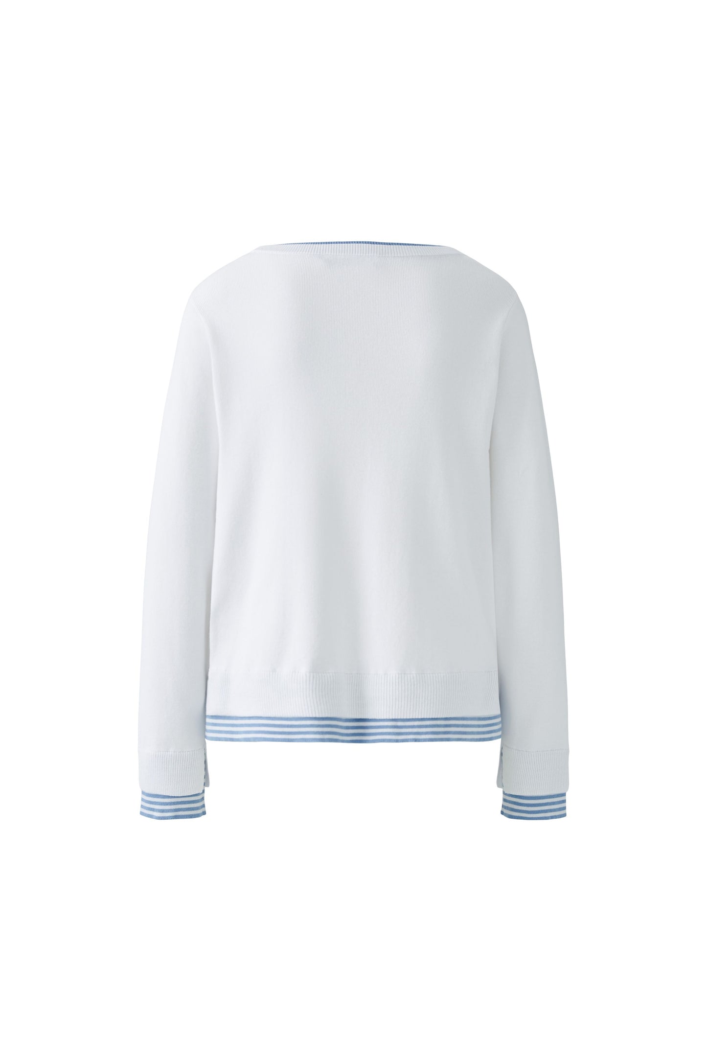 Oui White/Blue Layered Hem Jumper