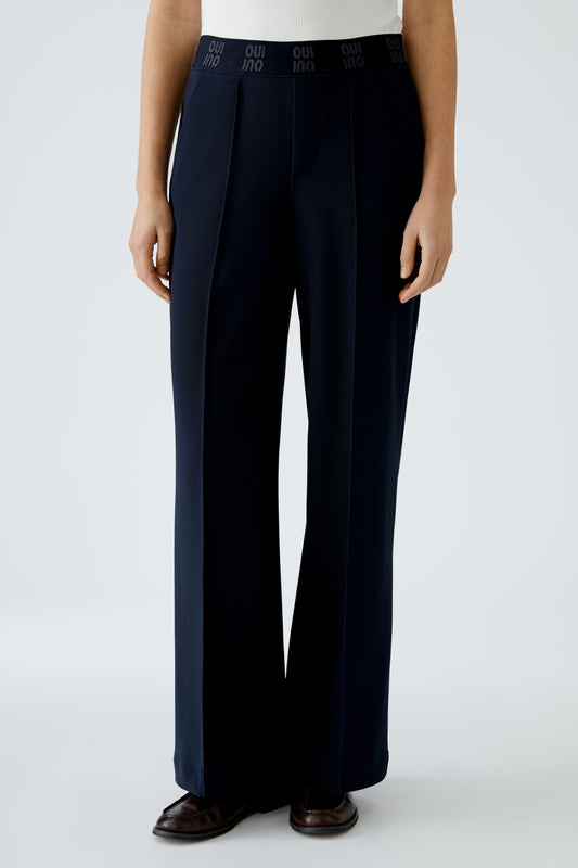 Oui Dark Blue Slip-On Trousers