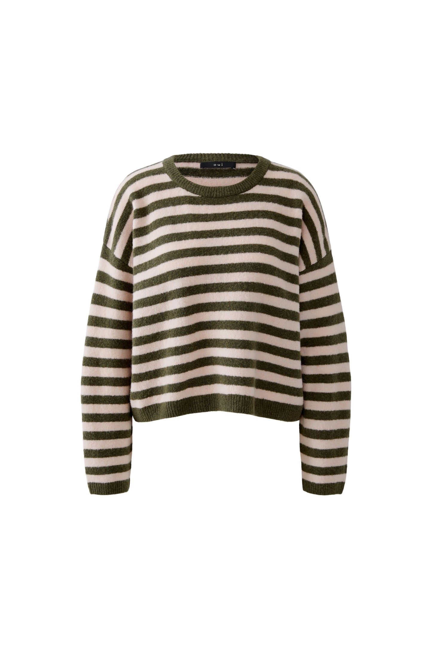 Oui Khaki/Rose Striped Jumper