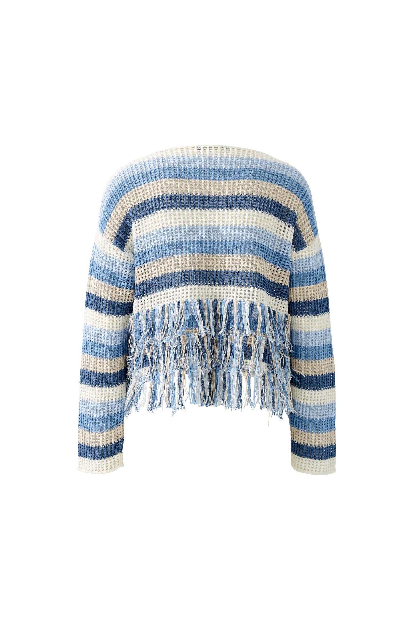 Oui Blue Stripe Fringe Jumper