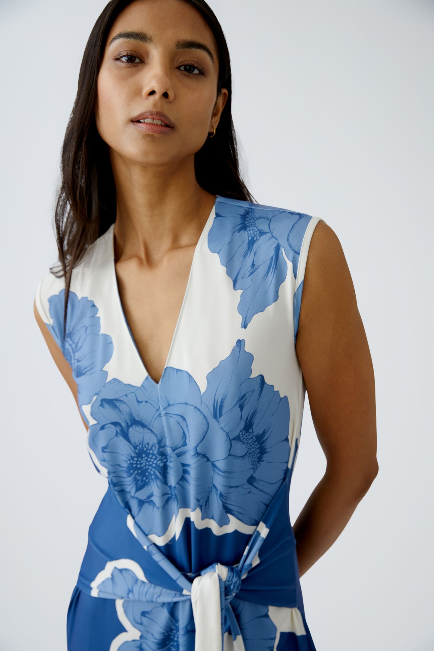 Oui Blue/White Floral Print Jumpsuit