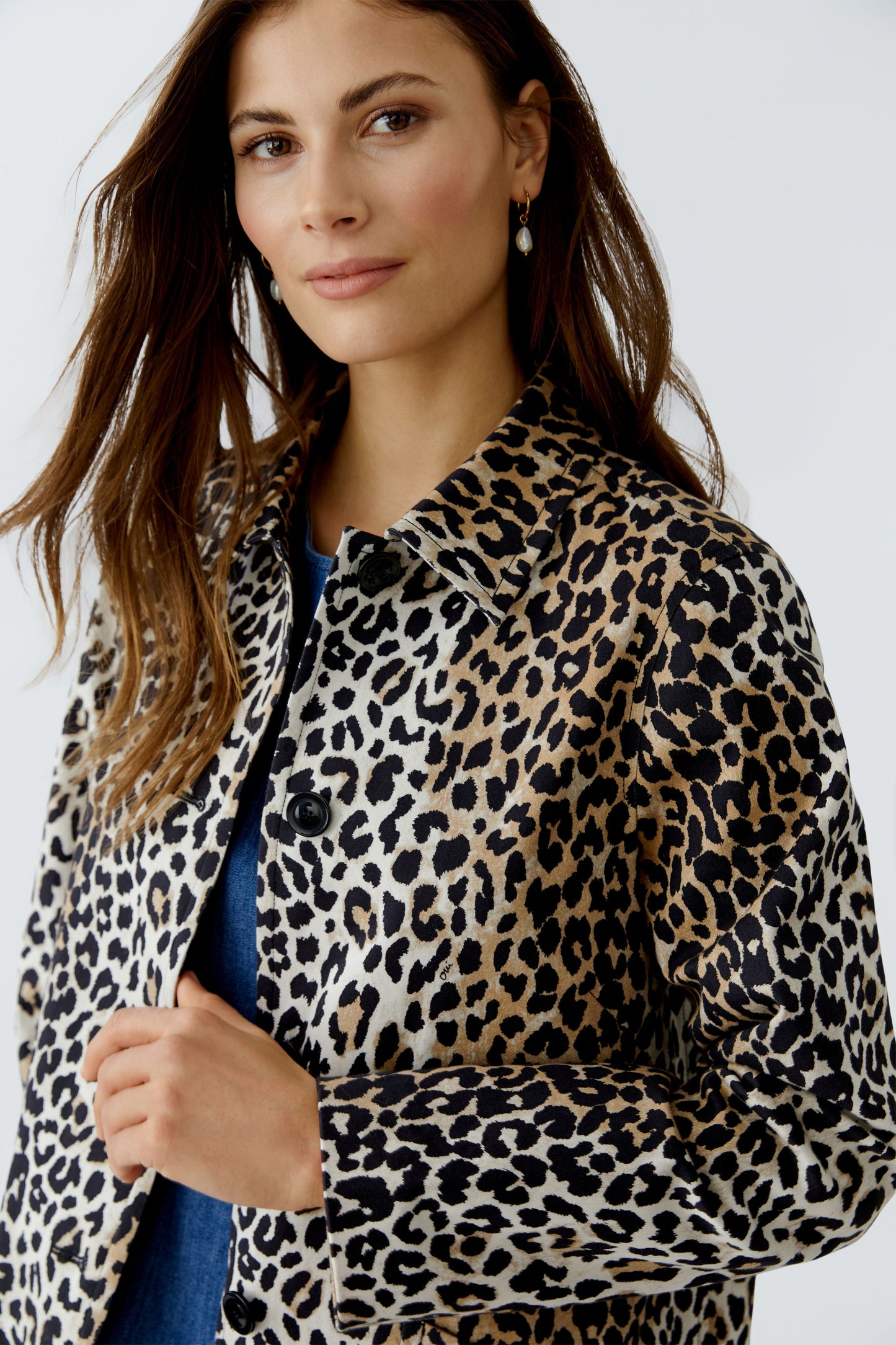 Oui Camel/Black Leo Short Coat