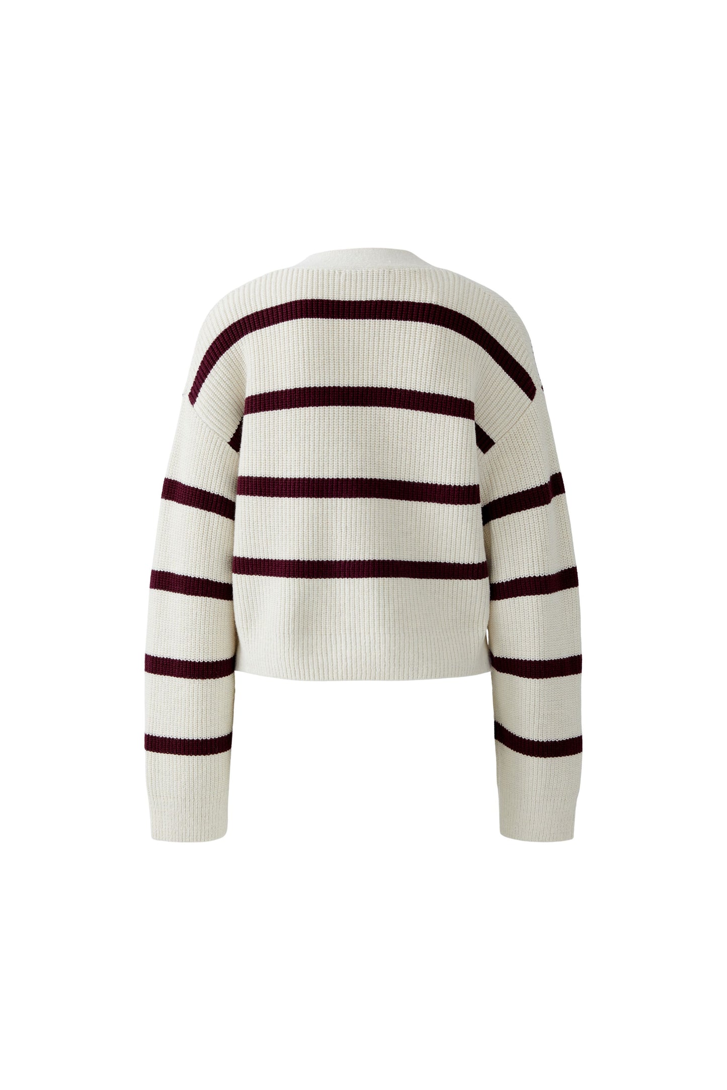 Oui Cream/Burgundy Stripe Cardigan