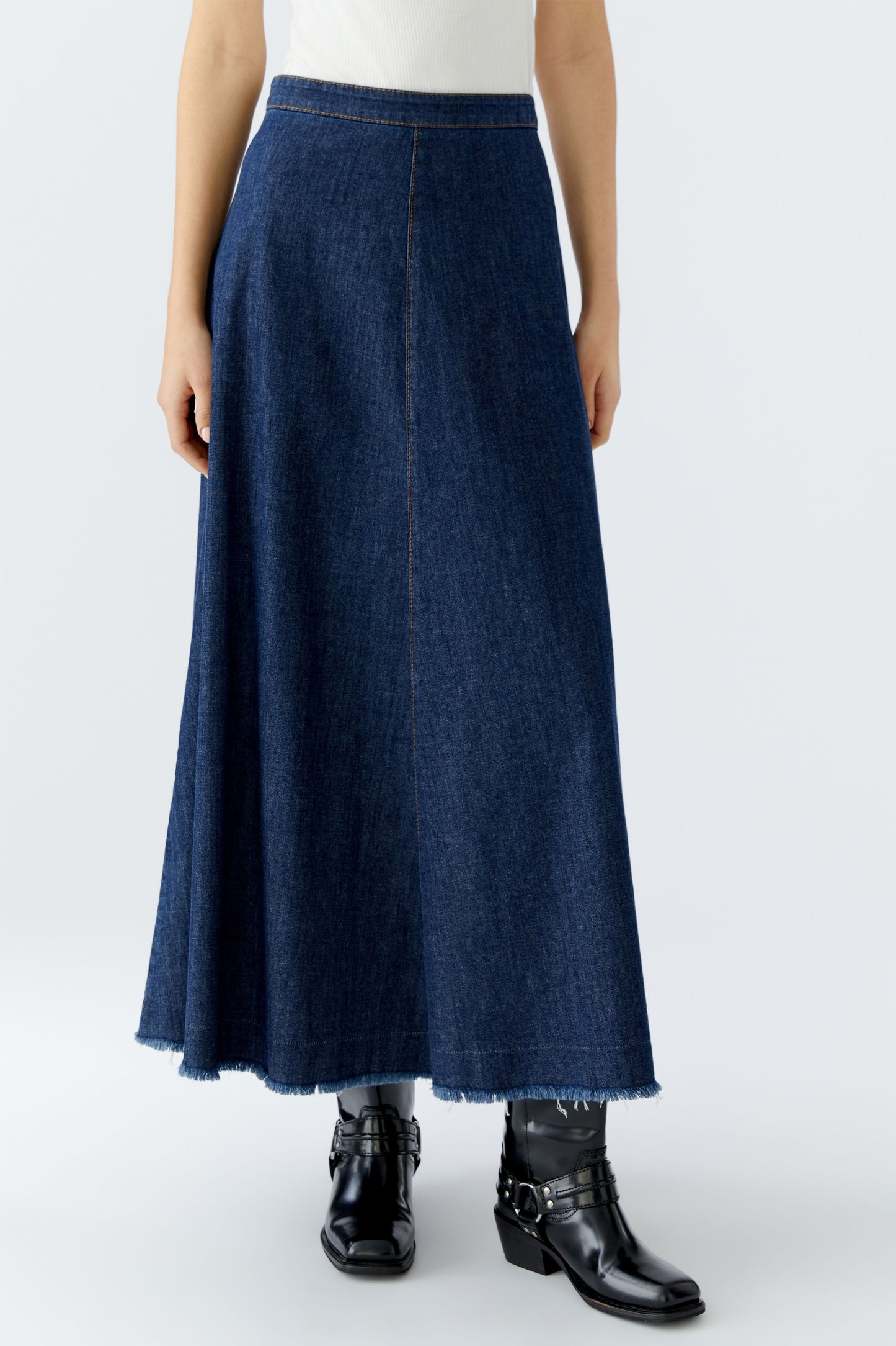 Oui Raw Denim Maxi Skirt