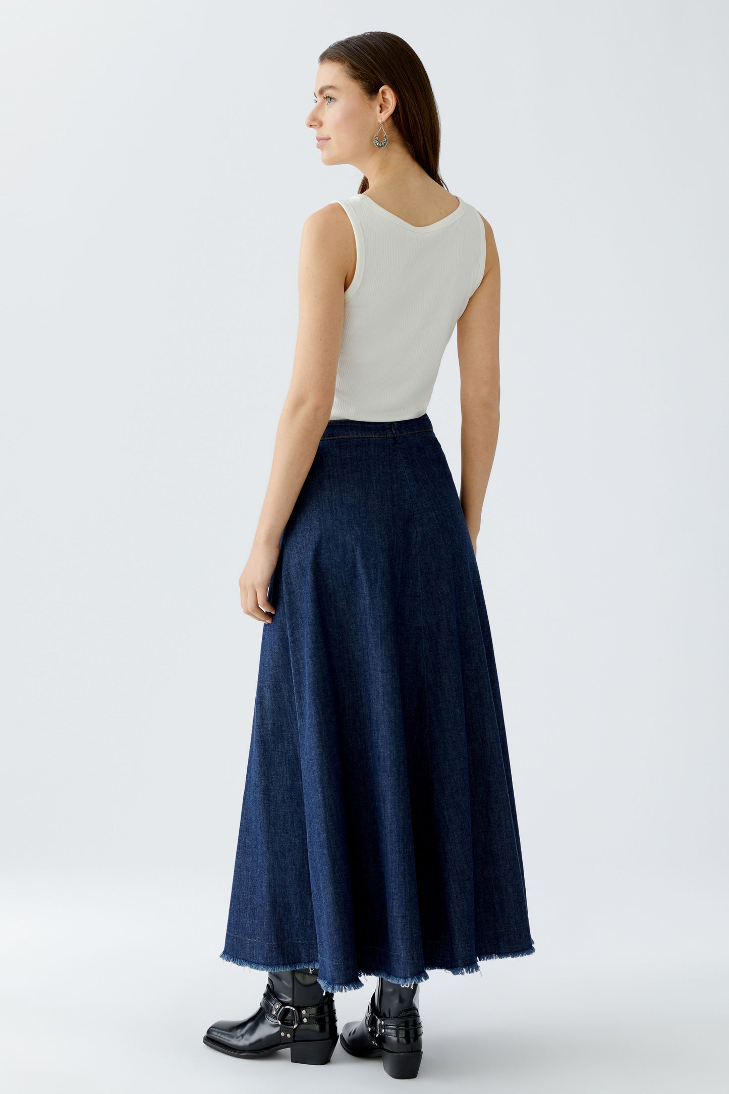 Oui Raw Denim Maxi Skirt