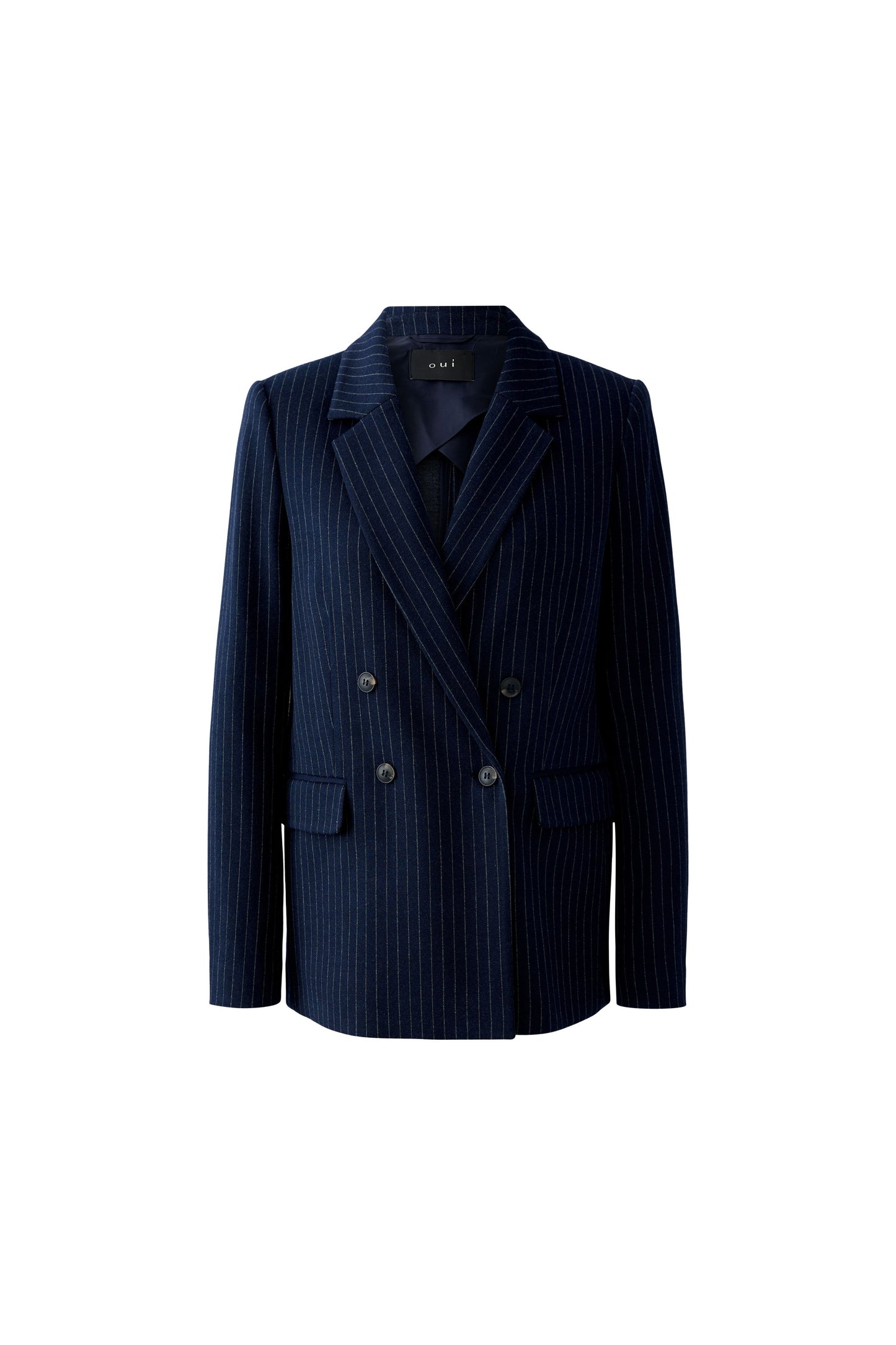 Oui Dark Blue/Camel Pinstripe Blazer