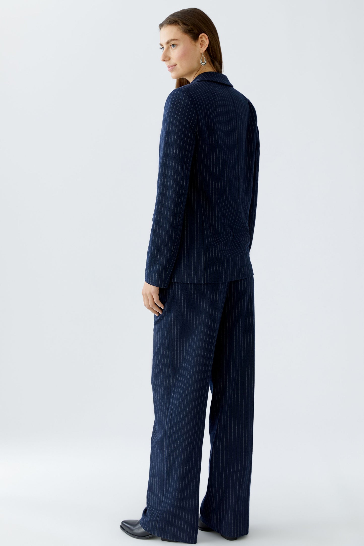 Oui Dark Blue/Camel Pinstripe Blazer