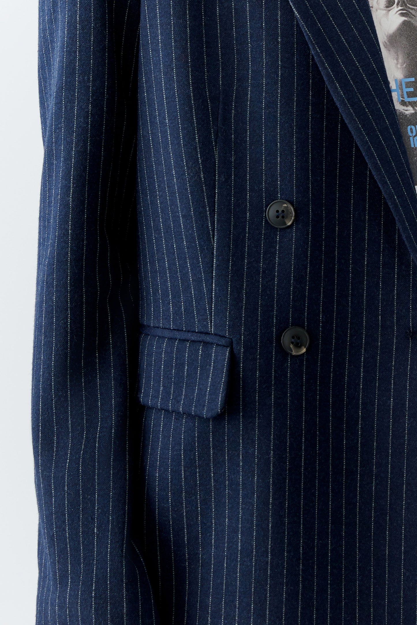 Oui Dark Blue/Camel Pinstripe Blazer