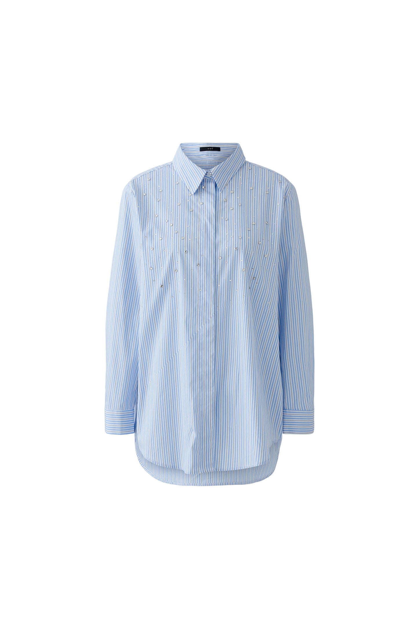 Oui Light Blue/White Stripe Embellished Shirt