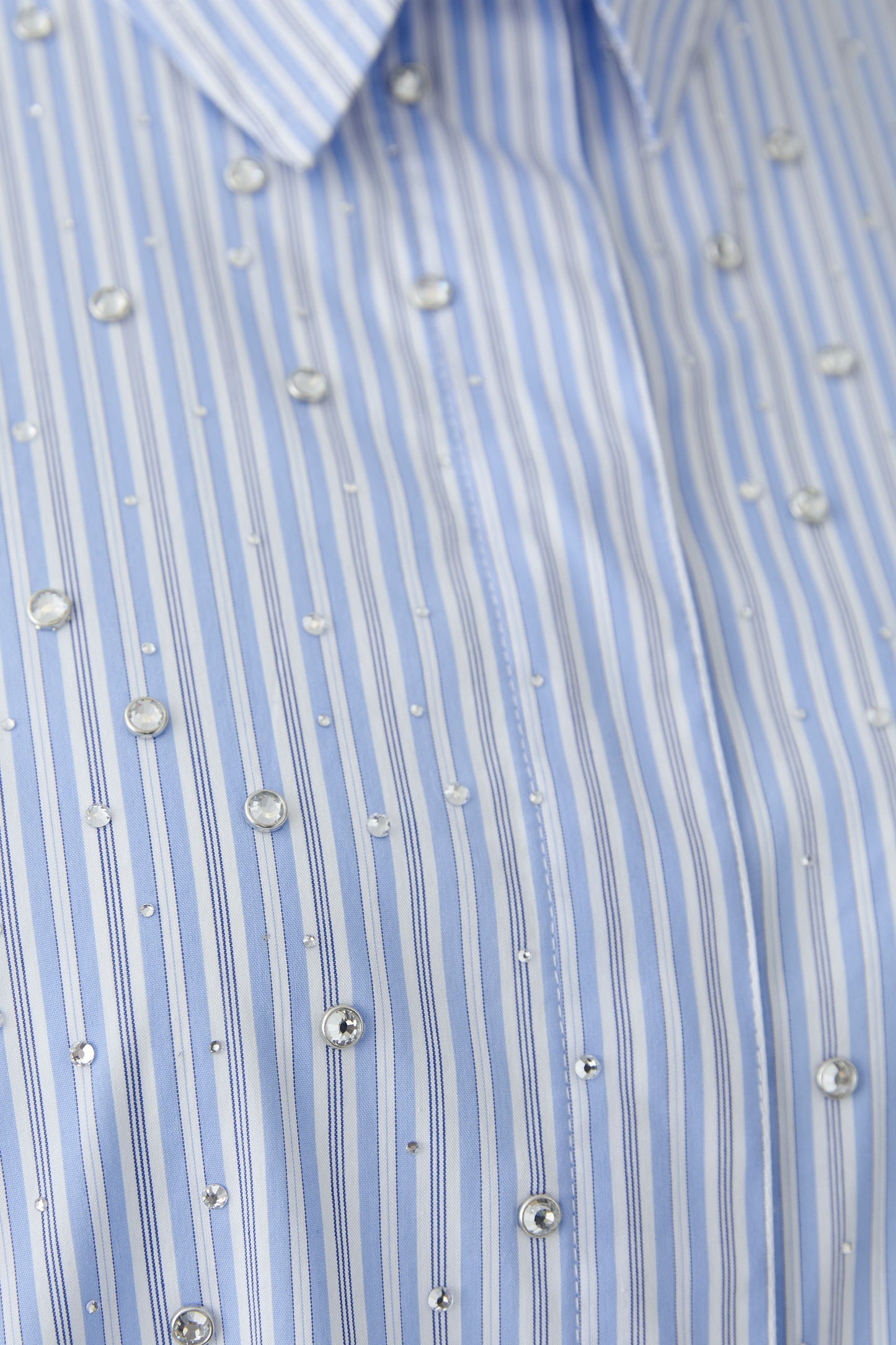 Oui Light Blue/White Stripe Embellished Shirt