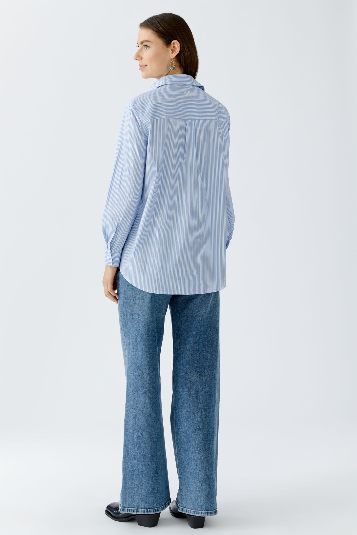 Oui Light Blue/White Stripe Embellished Shirt