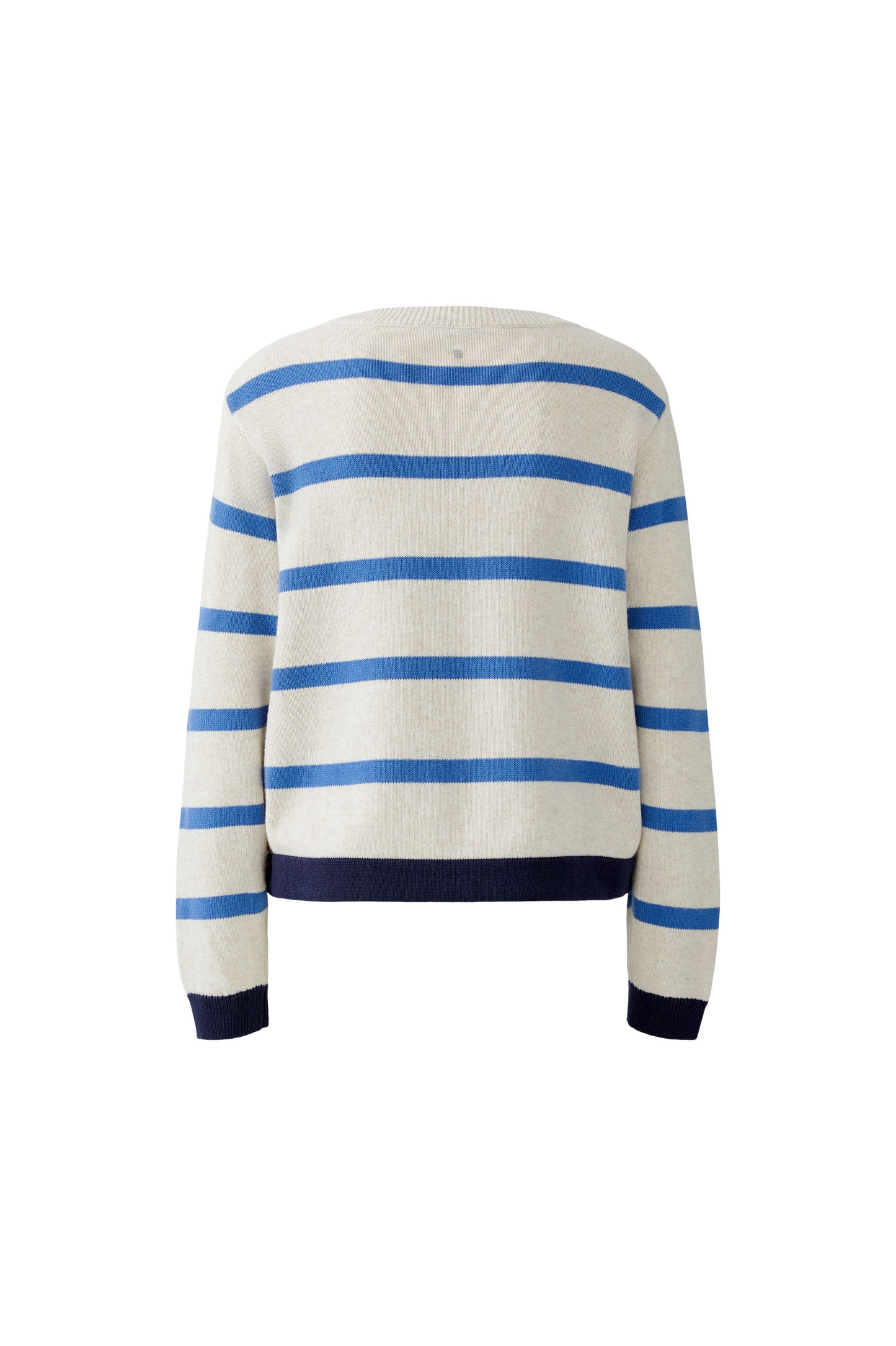 Oui Off White/Blue Stripe Drawstring Jumper'
