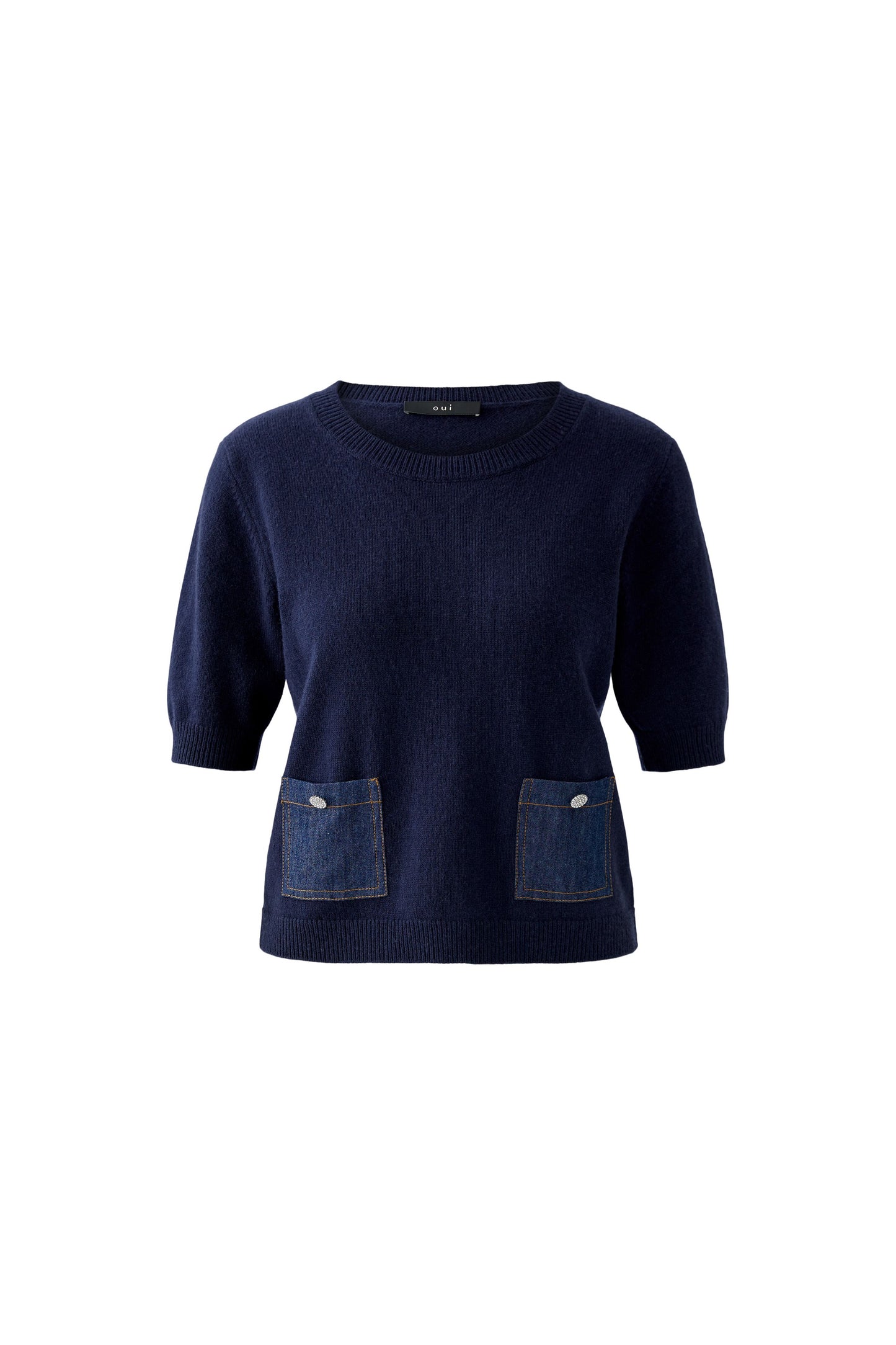 Oui Dark Blue Denim Pocket Jumper
