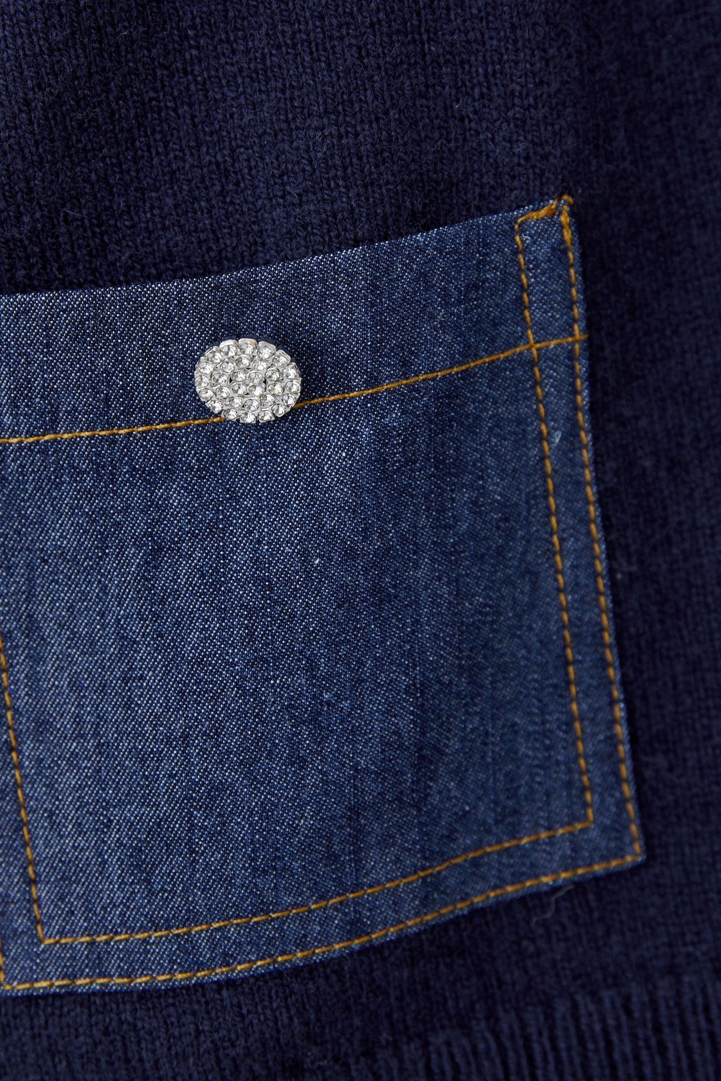 Oui Dark Blue Denim Pocket Jumper