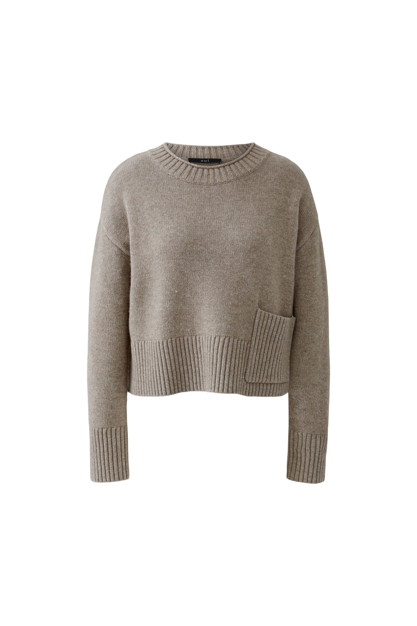 Oui Smokey Taupe Patch Pocket Jumper