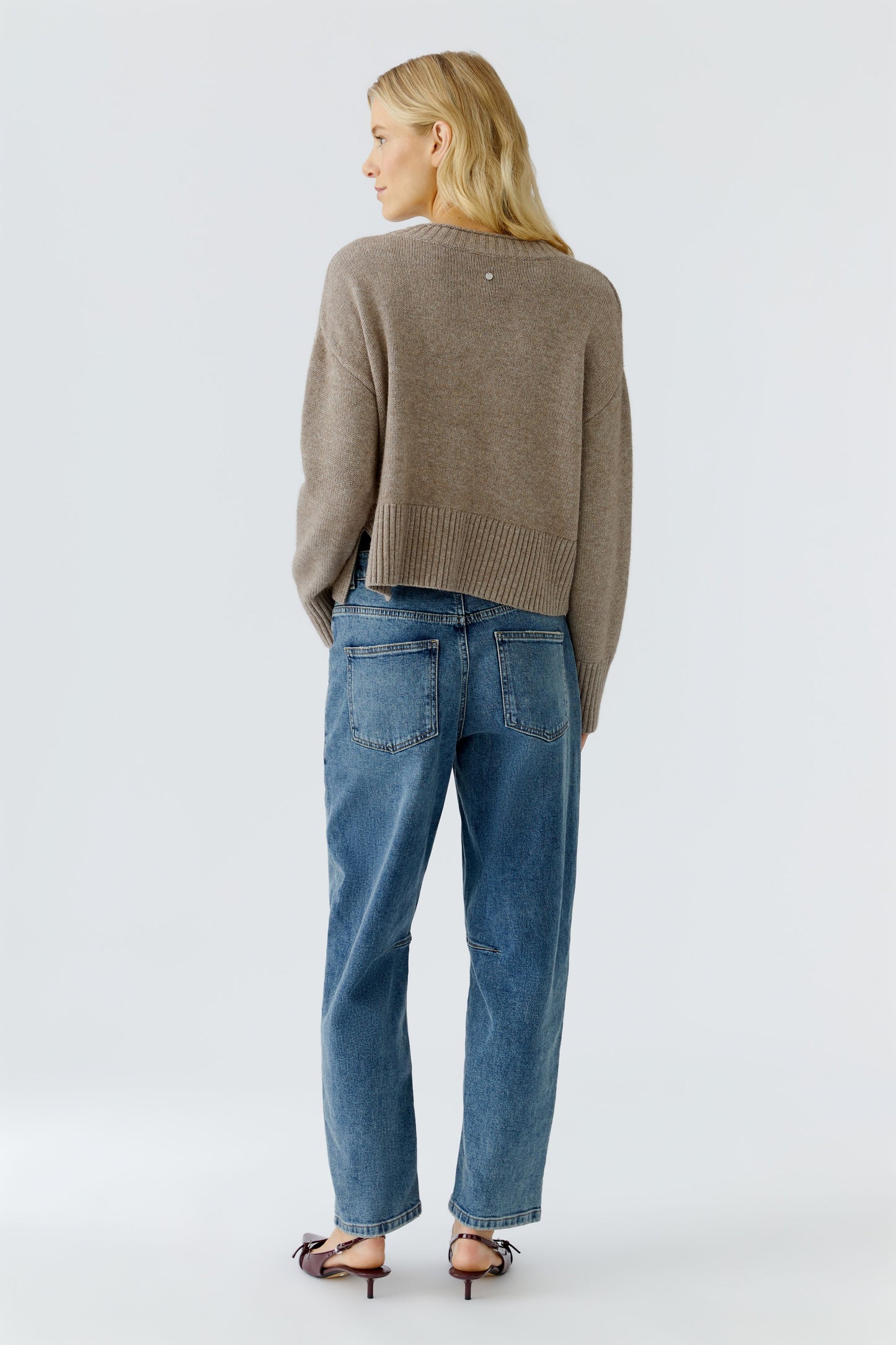 Oui Smokey Taupe Patch Pocket Jumper