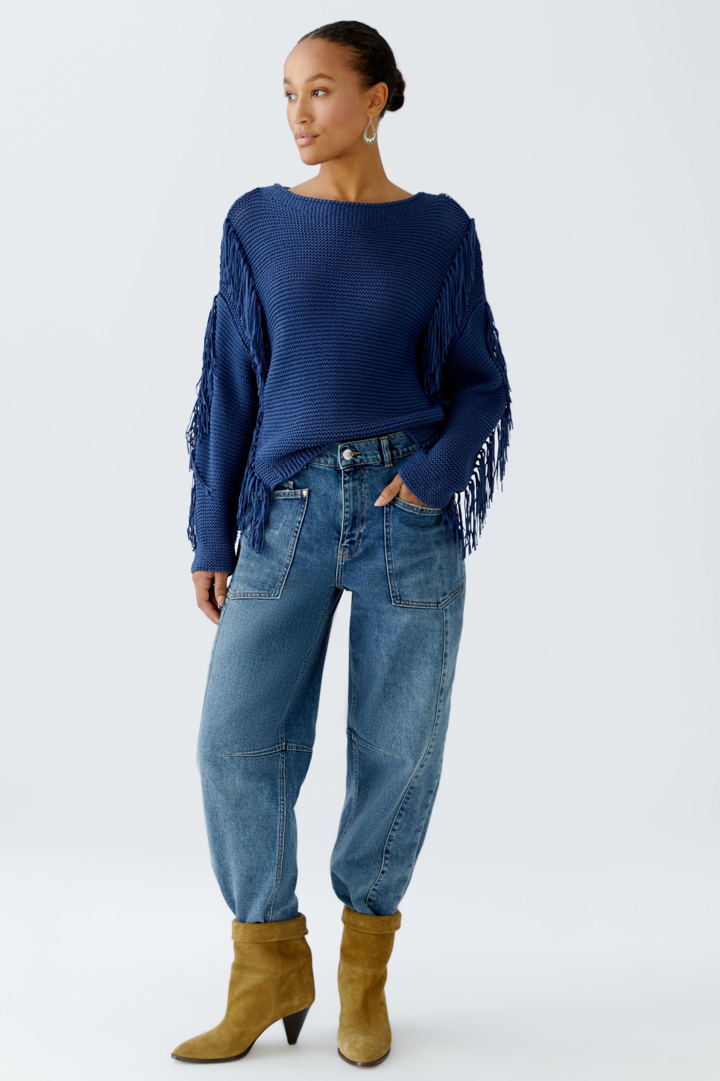Oui Blue Fringe Jumper