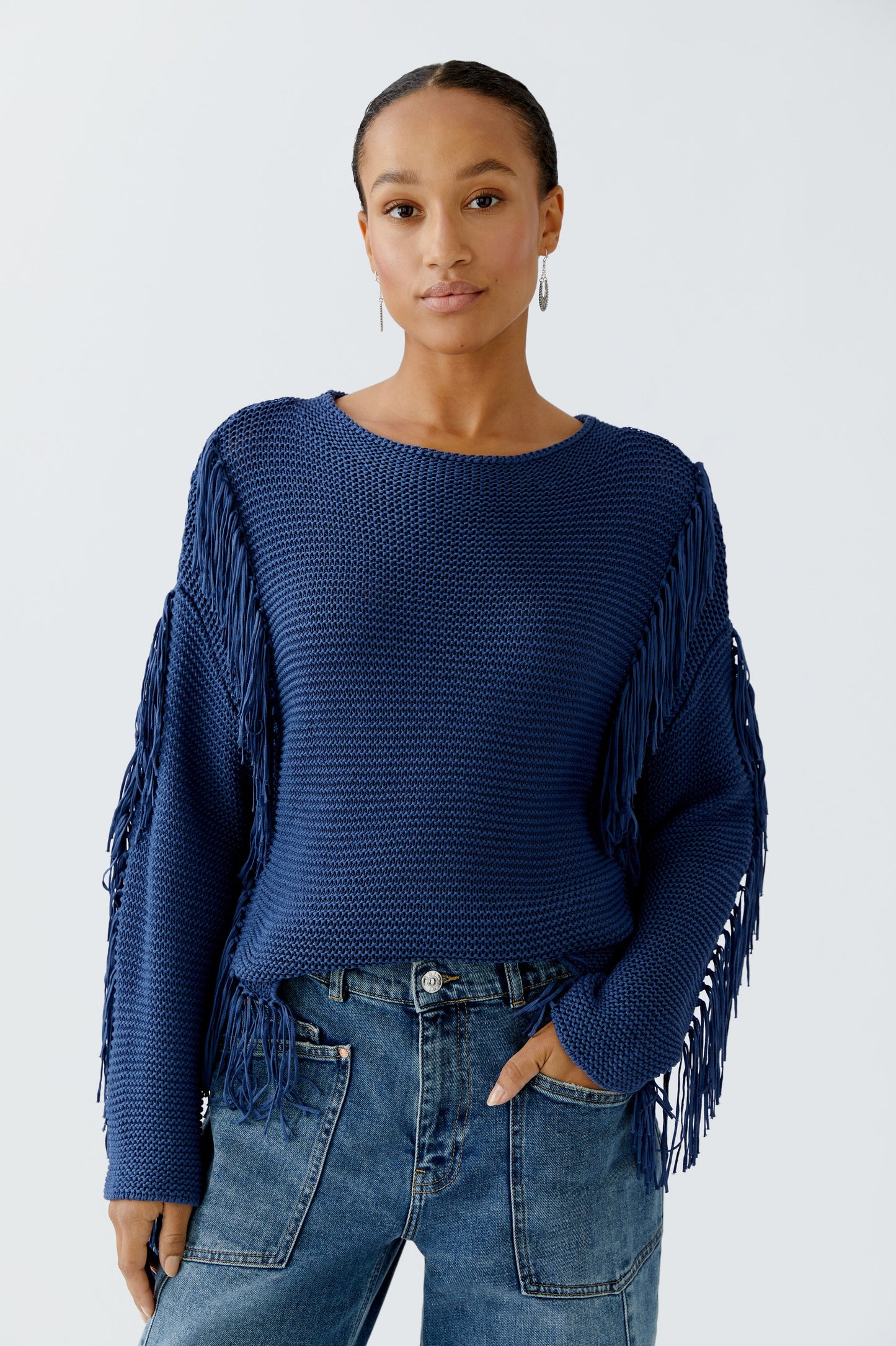 Oui Blue Fringe Jumper
