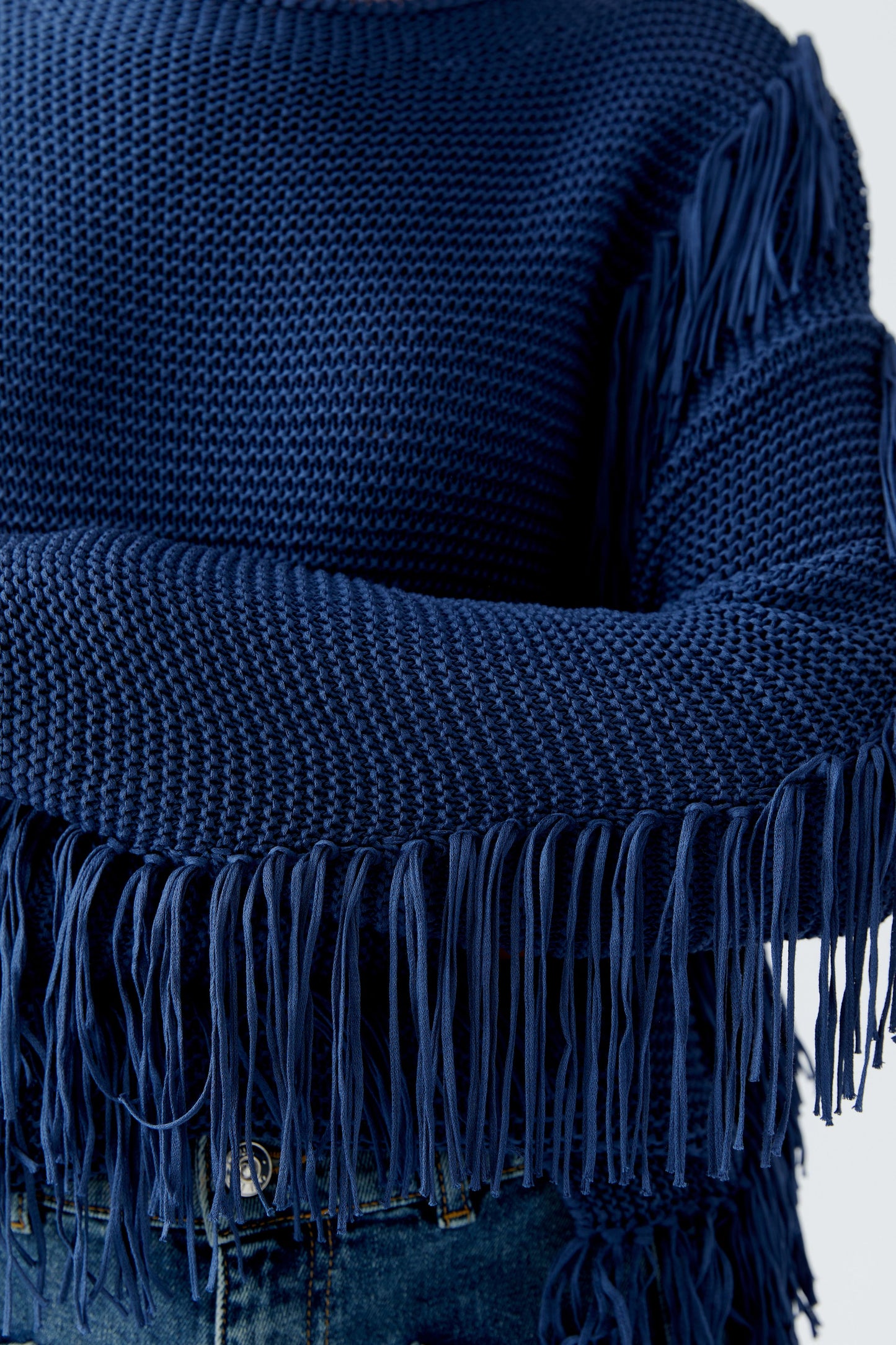 Oui Blue Fringe Jumper