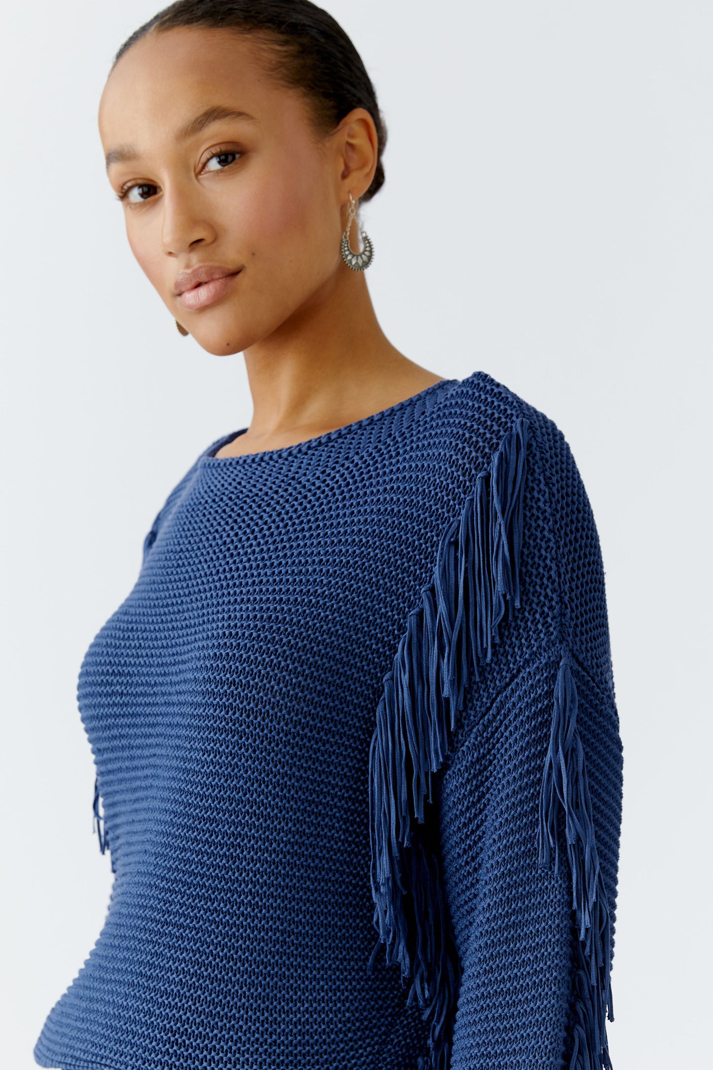 Oui Blue Fringe Jumper