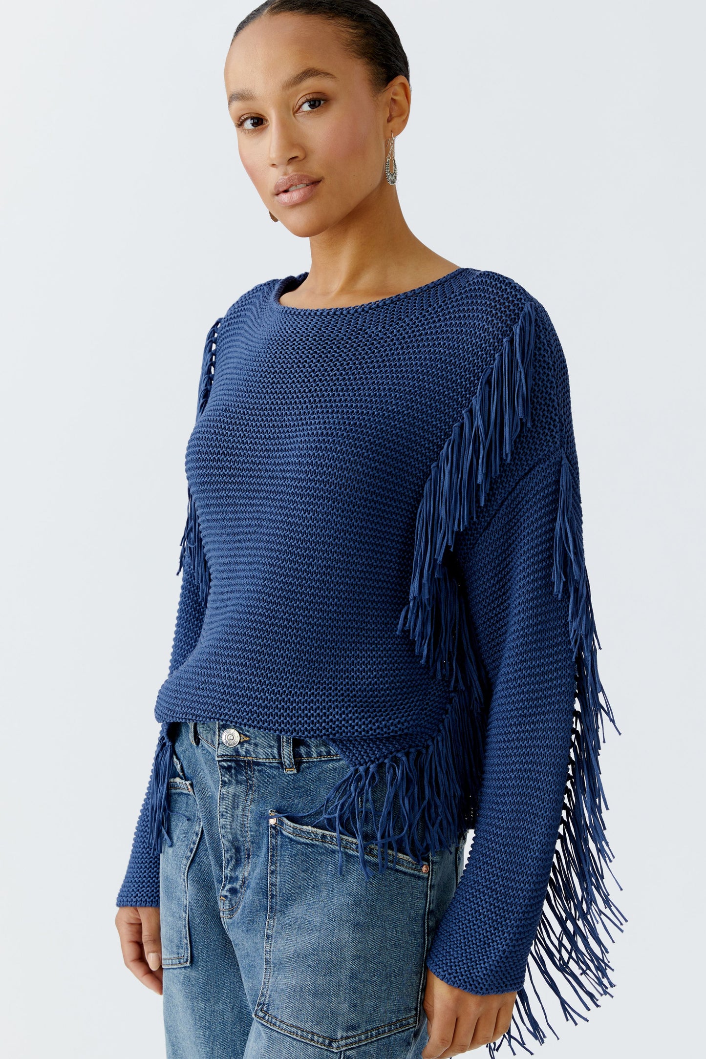 Oui Blue Fringe Jumper