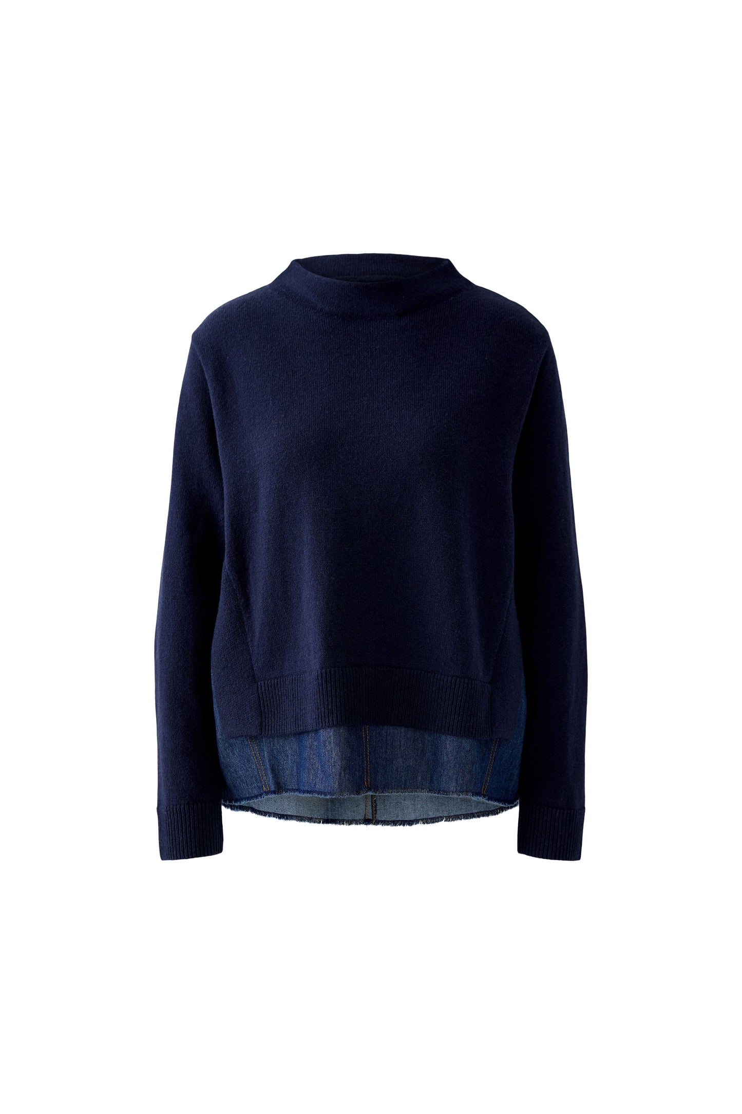 Oui Dark Blue/Denim Funnel Neck Jumper