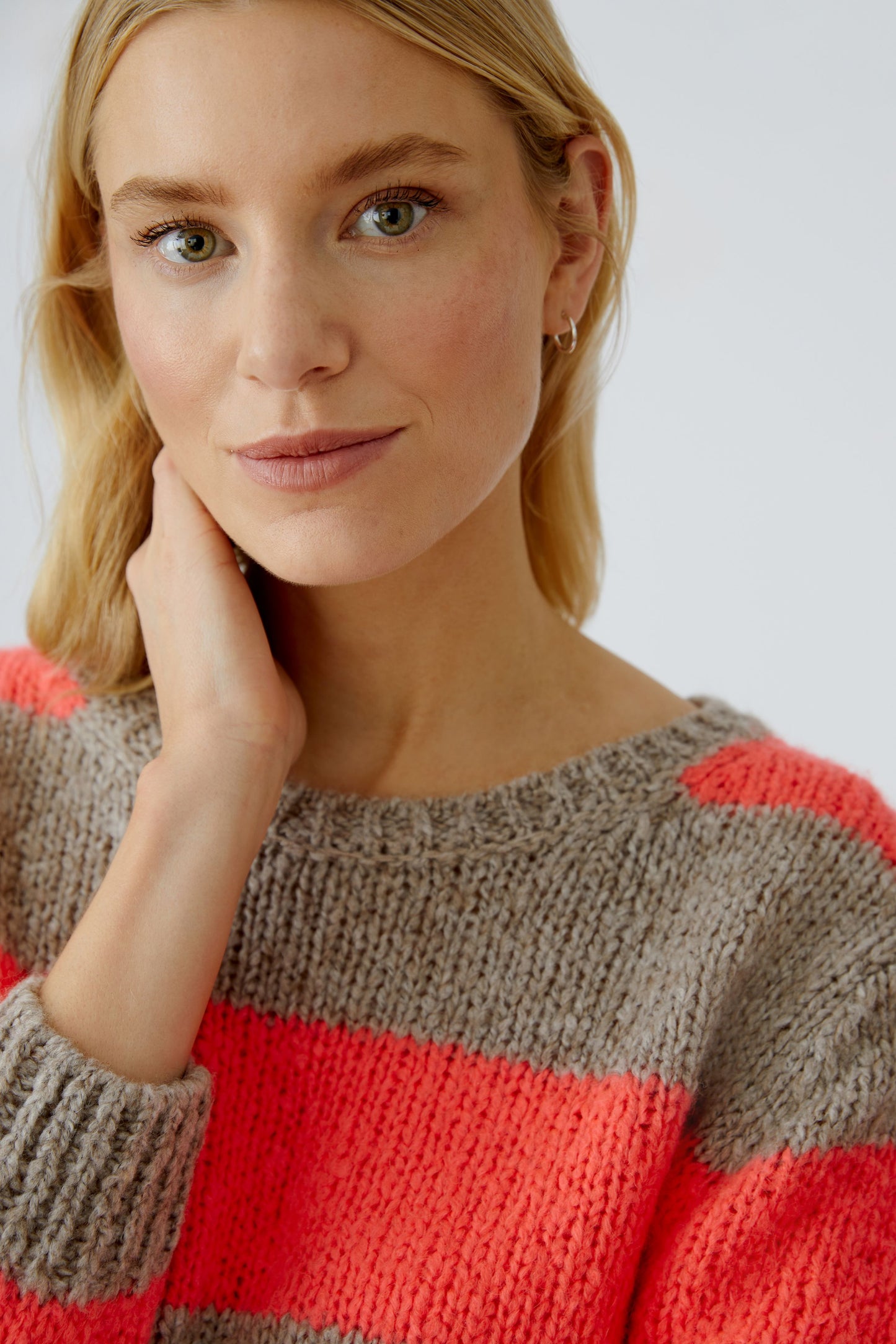 Oui Lt Brown/Rose Neon Stripe Esmy Jumper