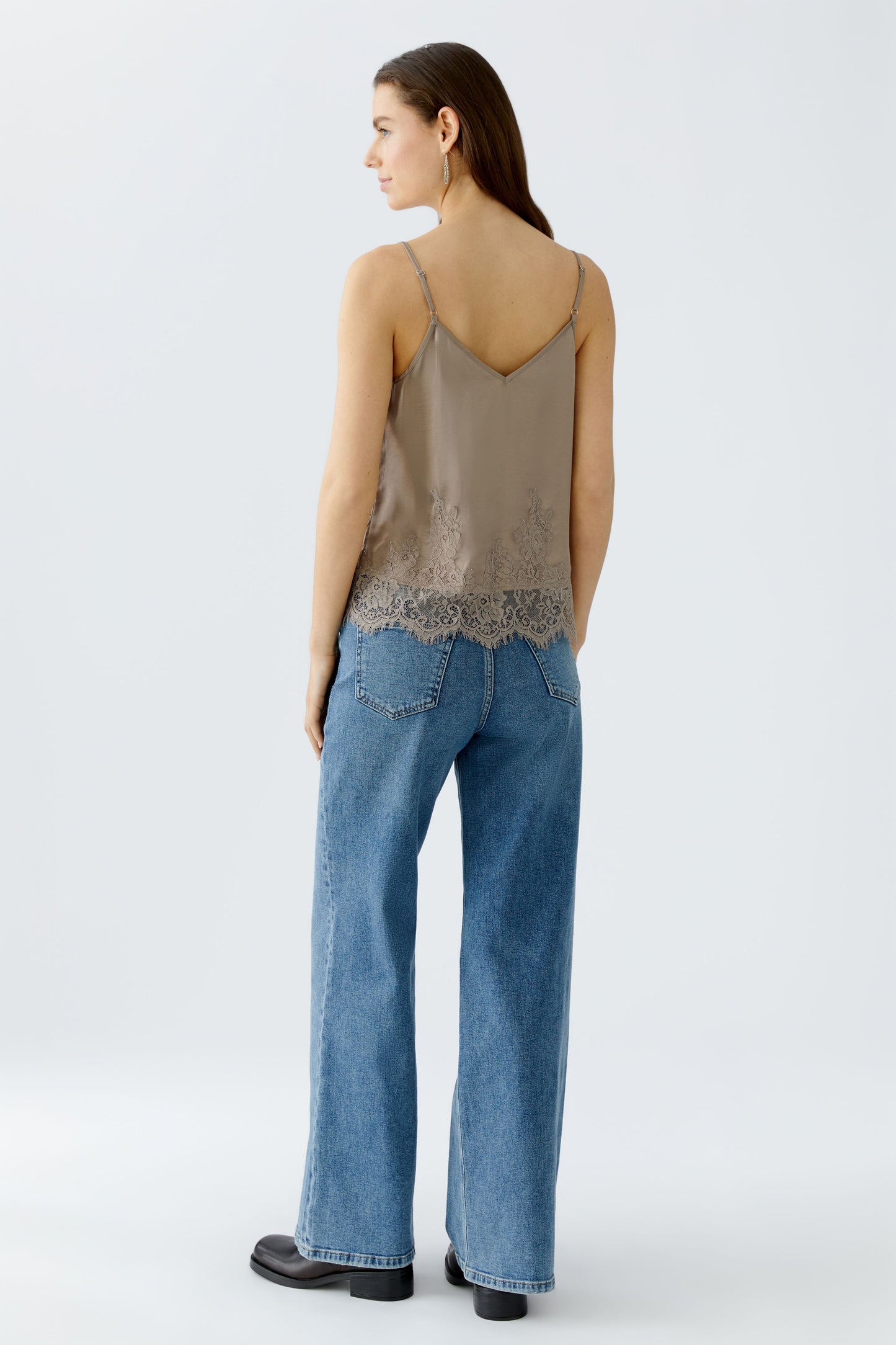 Oui Fungi Lace Trim Vest Top
