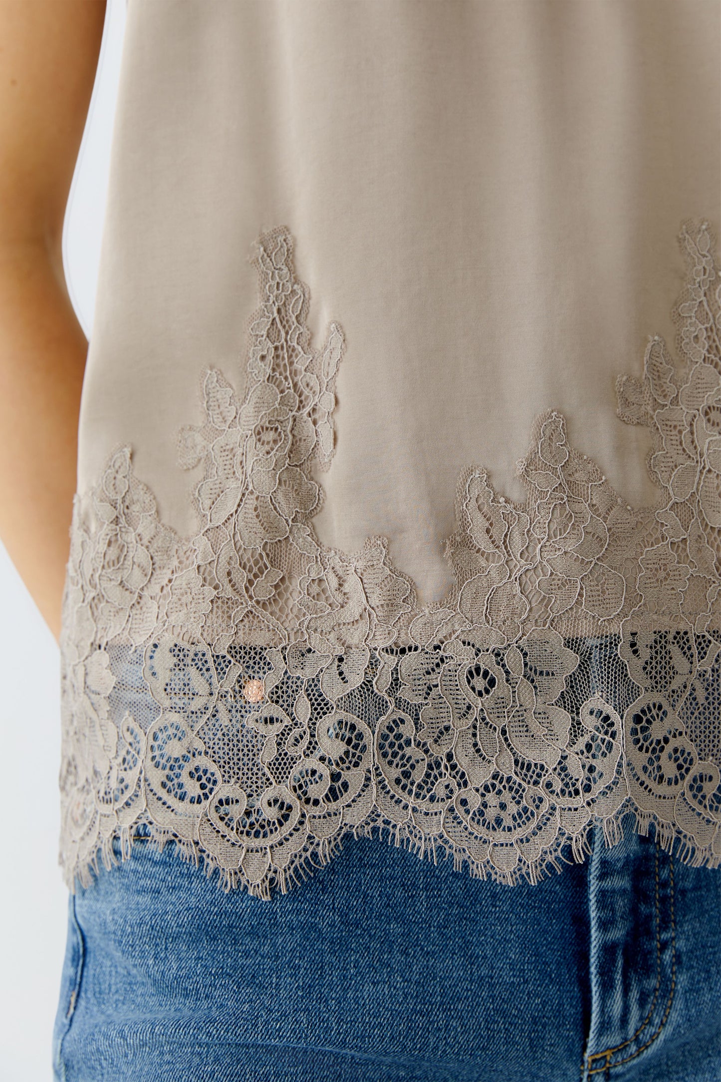 Oui Fungi Lace Trim Vest Top
