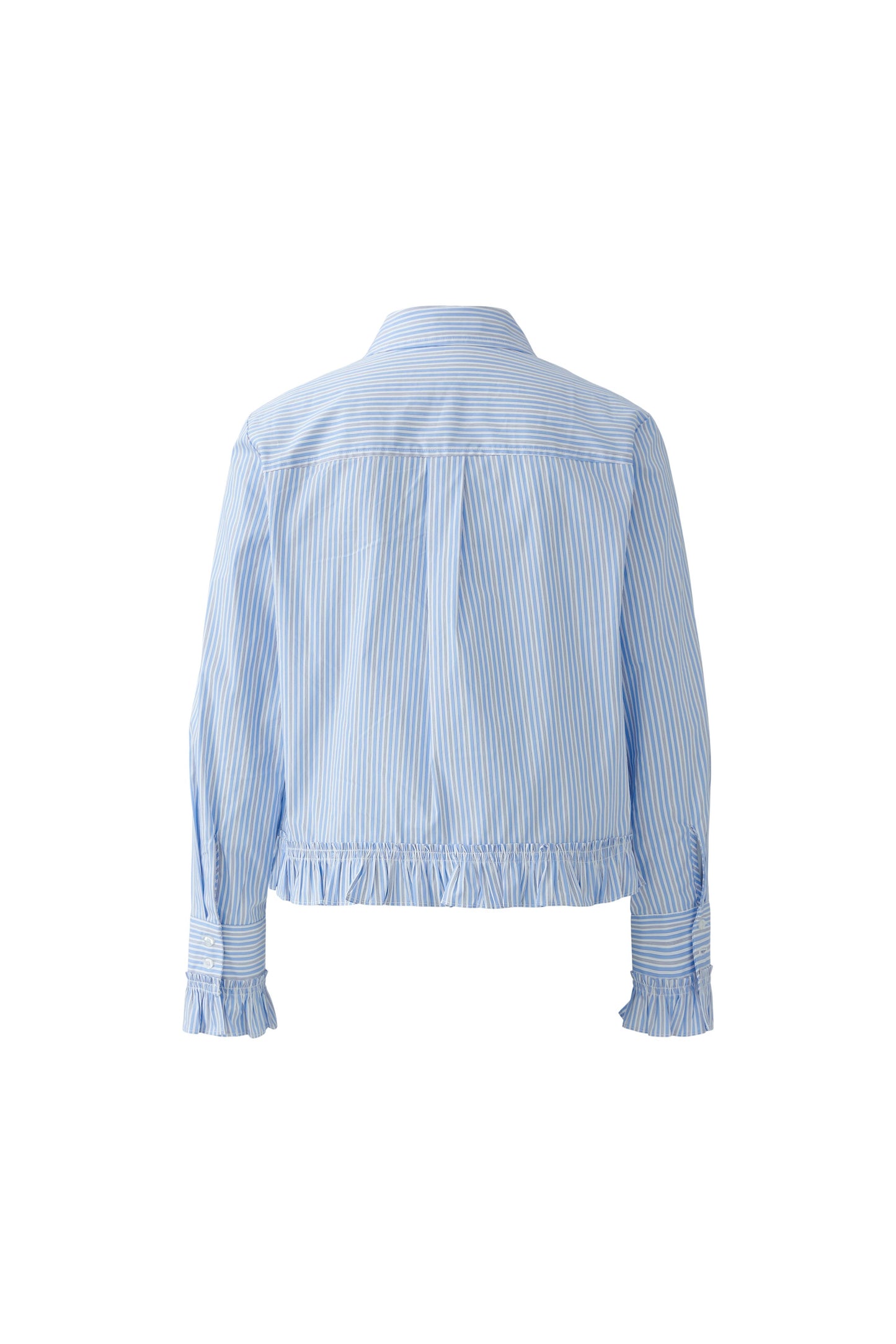 Oui Light Blue/White Stripe Frill Blouse