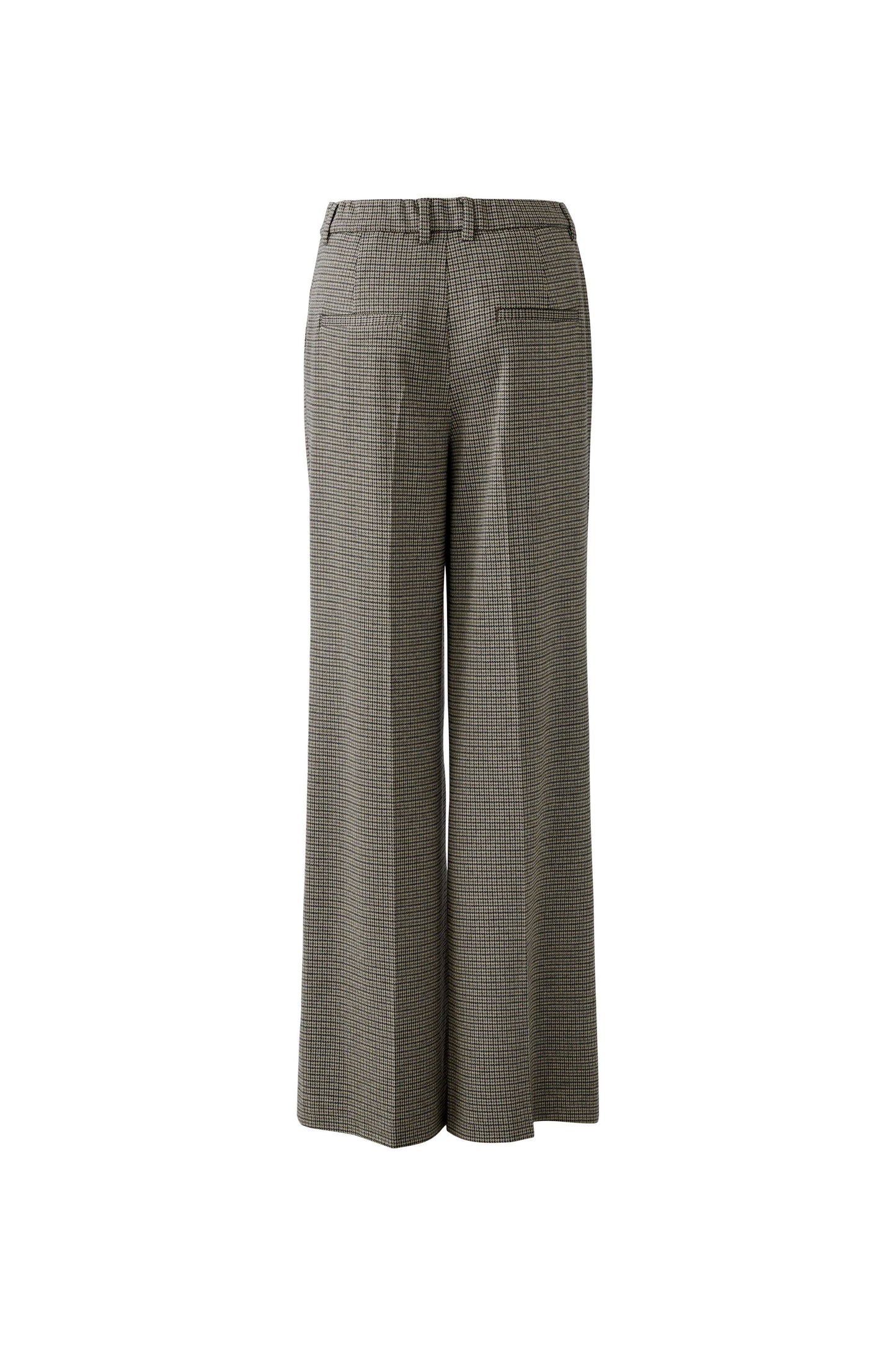 Oui Lt Stone/Grey Houndstooth Wide Leg Trouser