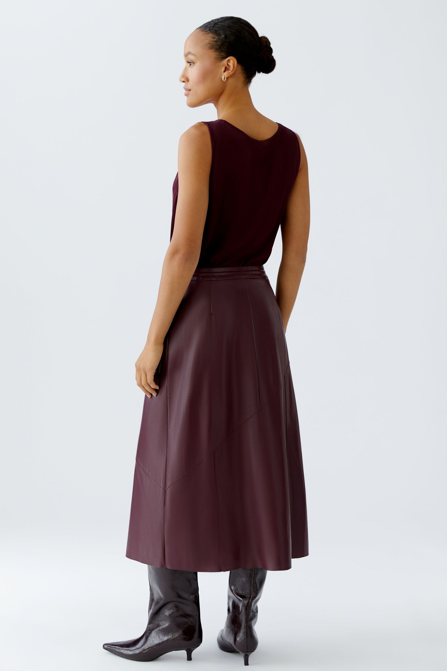 Oui Bramble Berry Leather Look Wrap Skirt