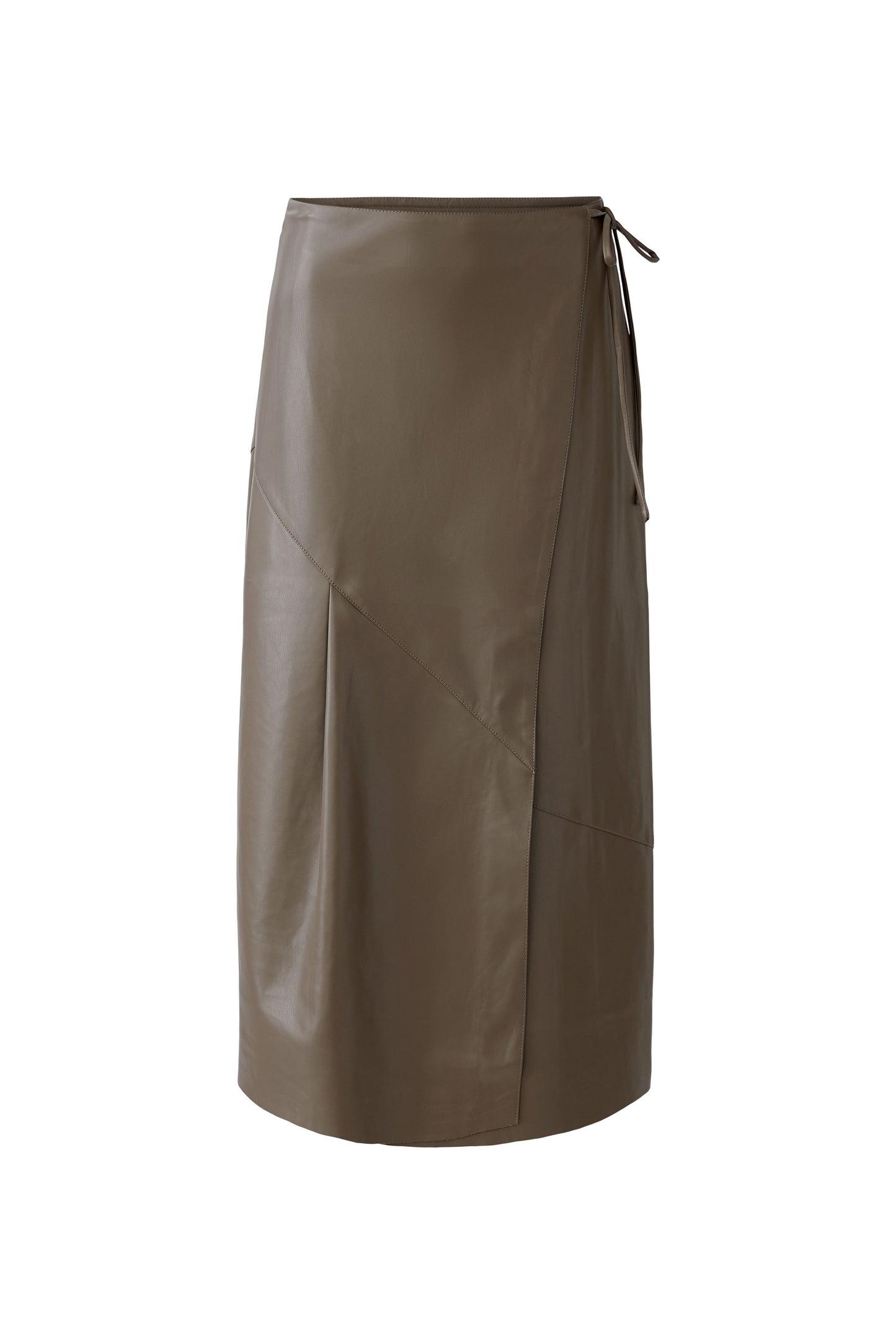 Oui Taupe Leather Look Wrap Skirt