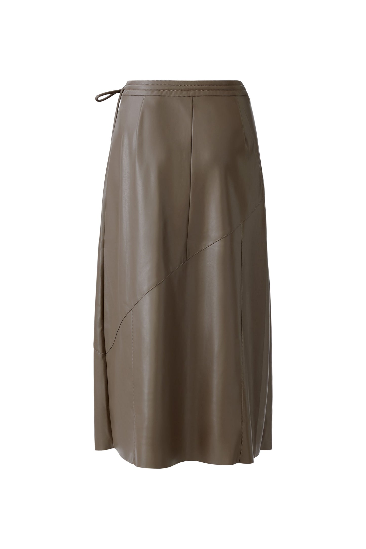 Oui Taupe Leather Look Wrap Skirt