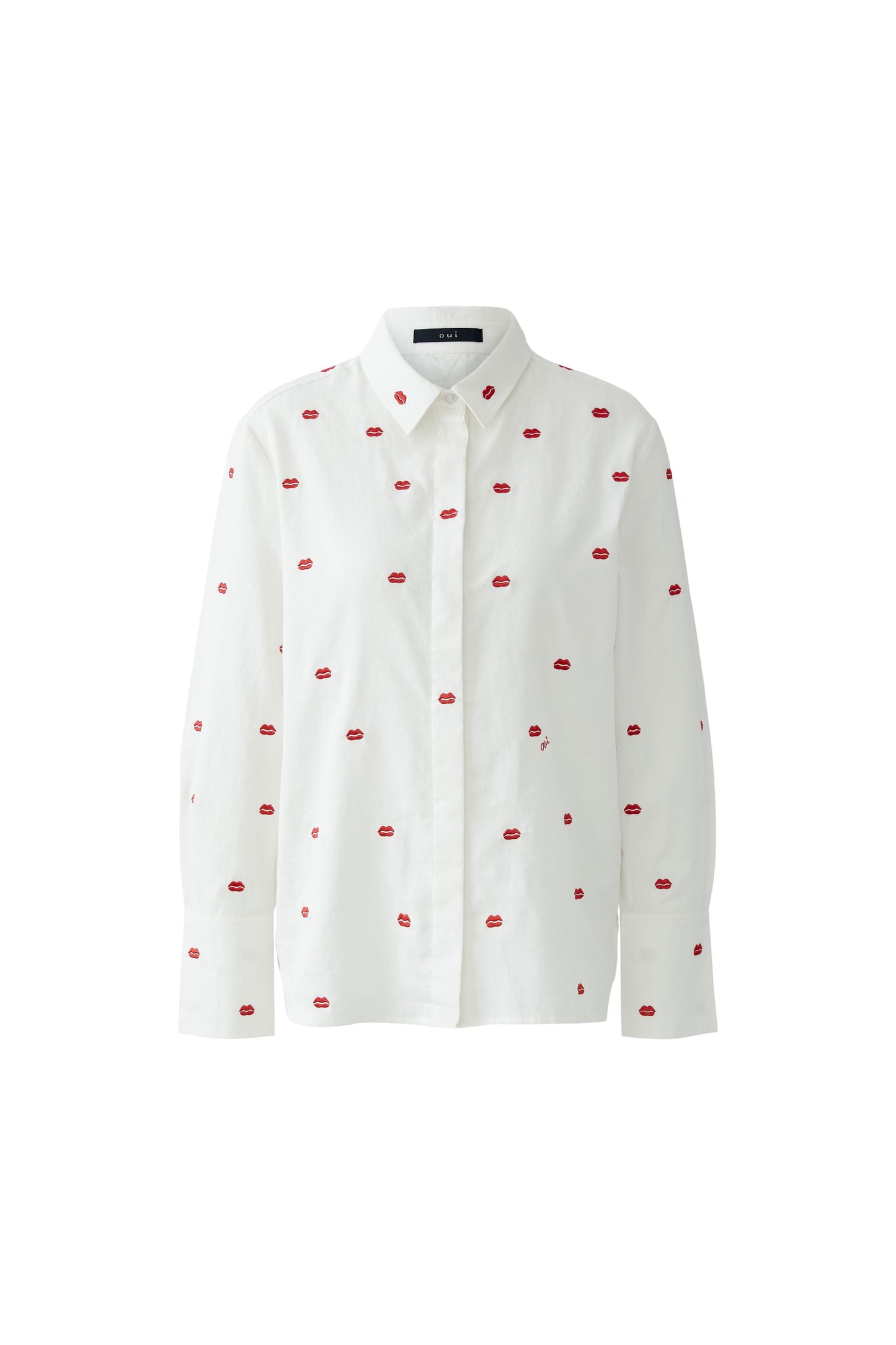 Oui White/Red Lip Motif Shirt