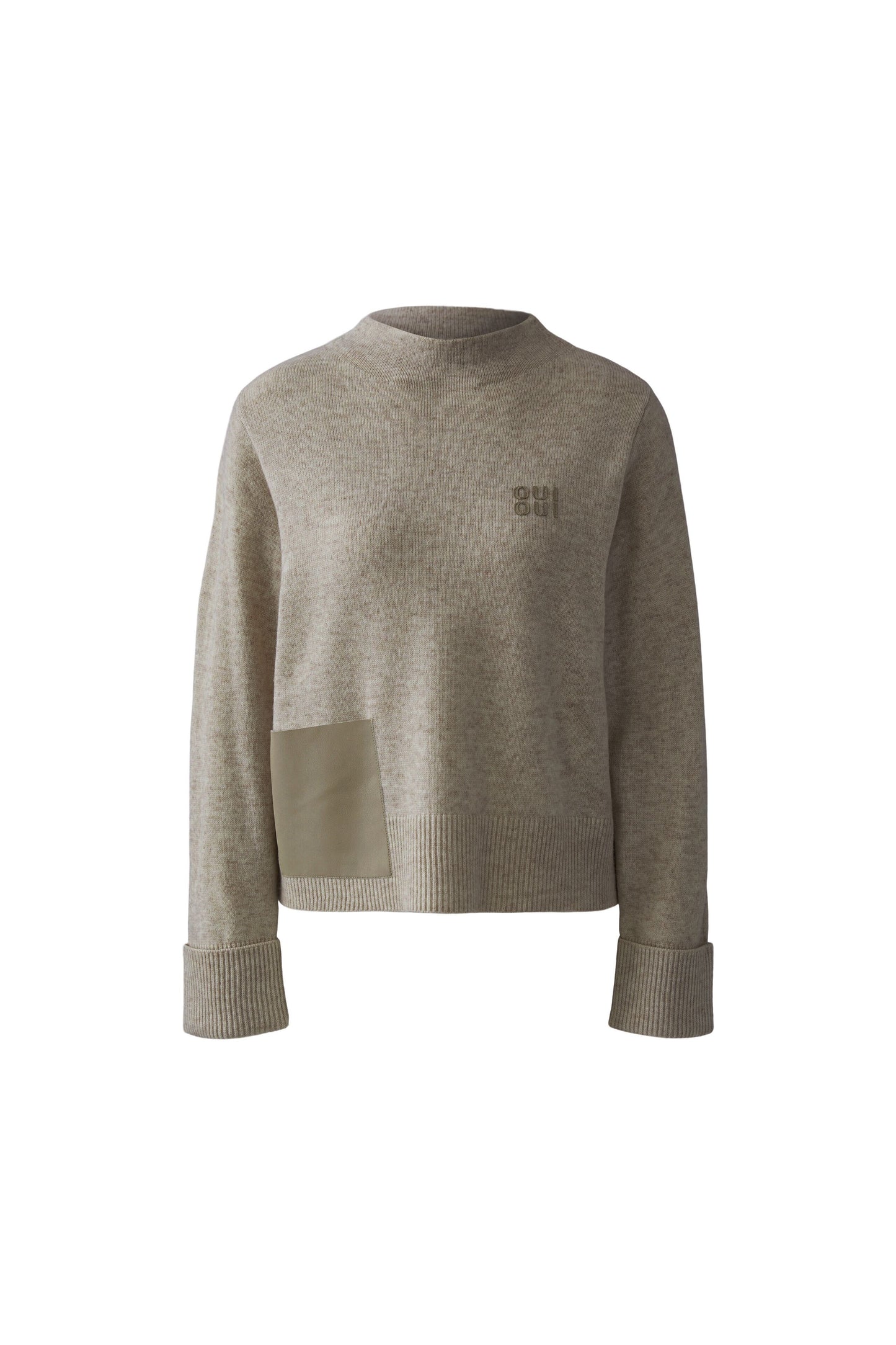 Oui Smokey Taupe Patch Pocket Knitted Jumper
