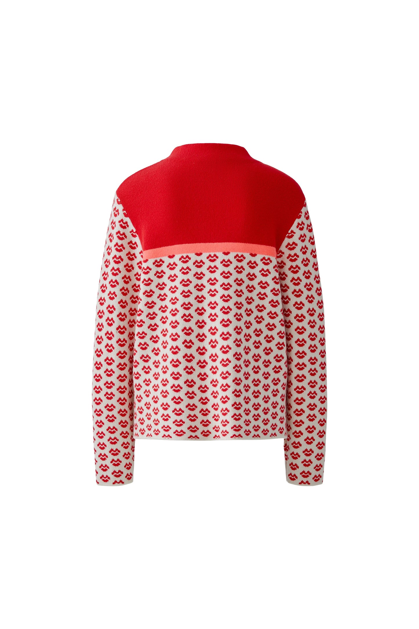 Oui Red/White/Neon Lips Motif Jumper