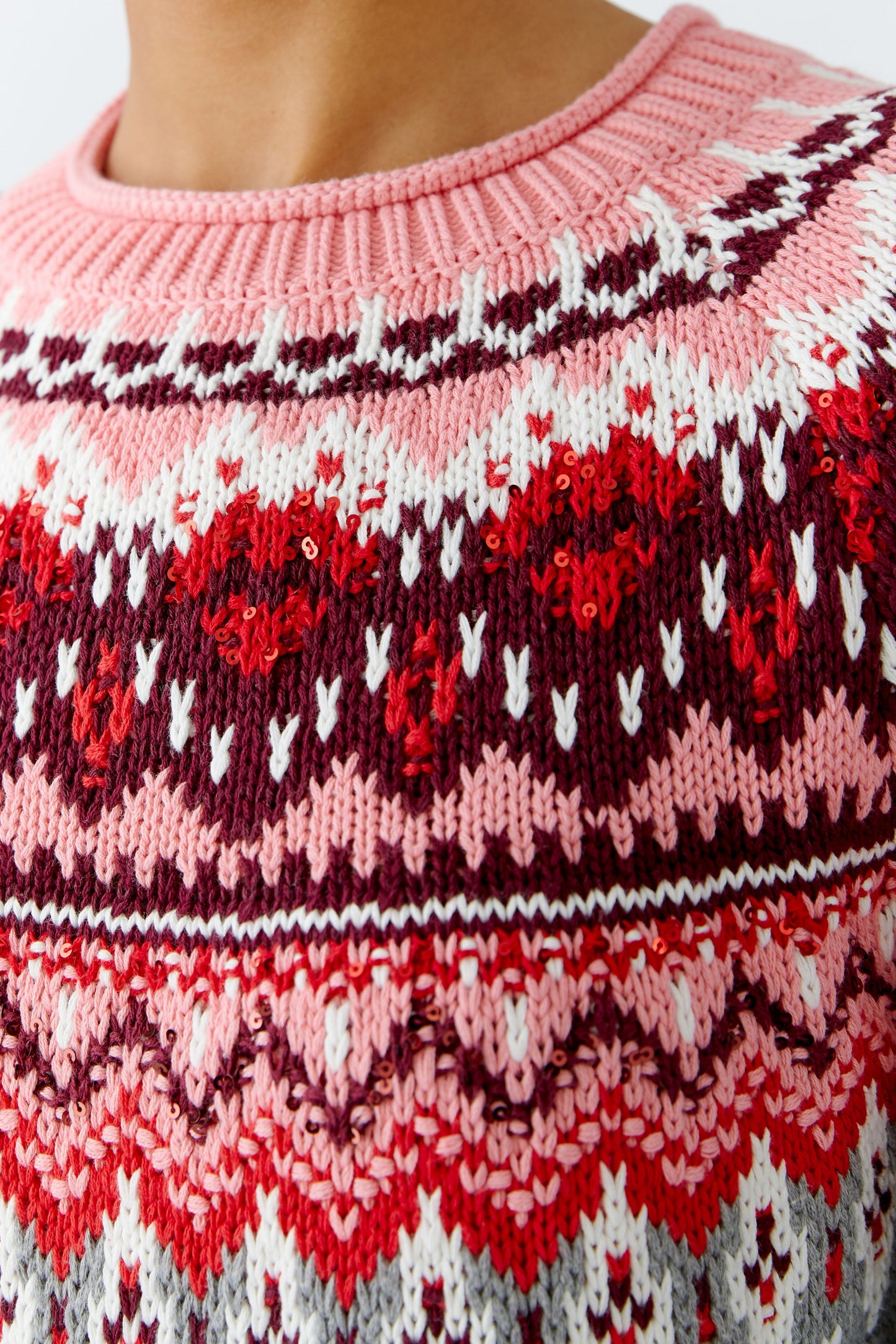 Oui Grey/Red Button Back Jumper