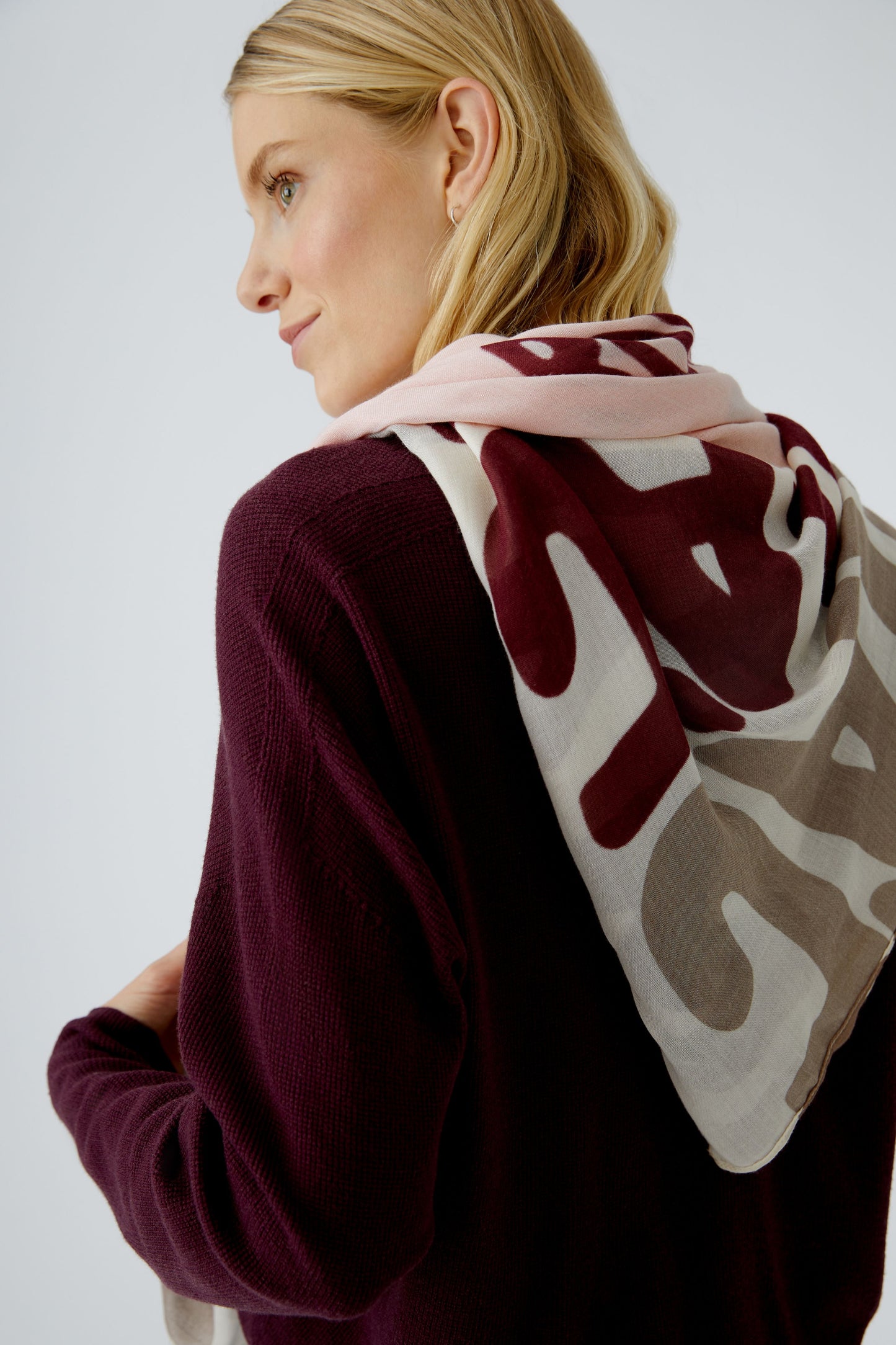 Oui Rose/Red J'aime Bonjour Print Scarf