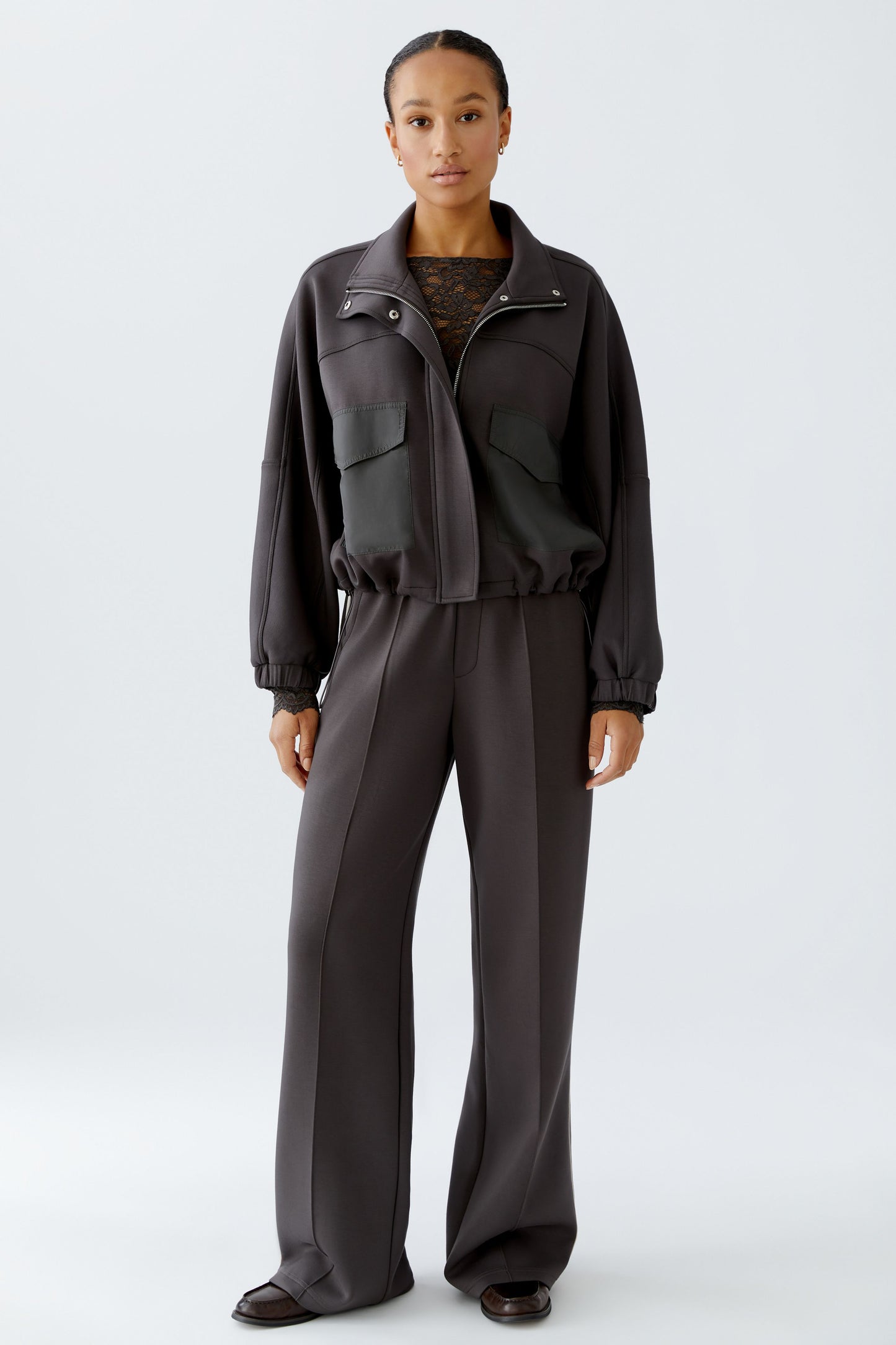 Oui Espresso Tonal Patch Pocket Jacketw