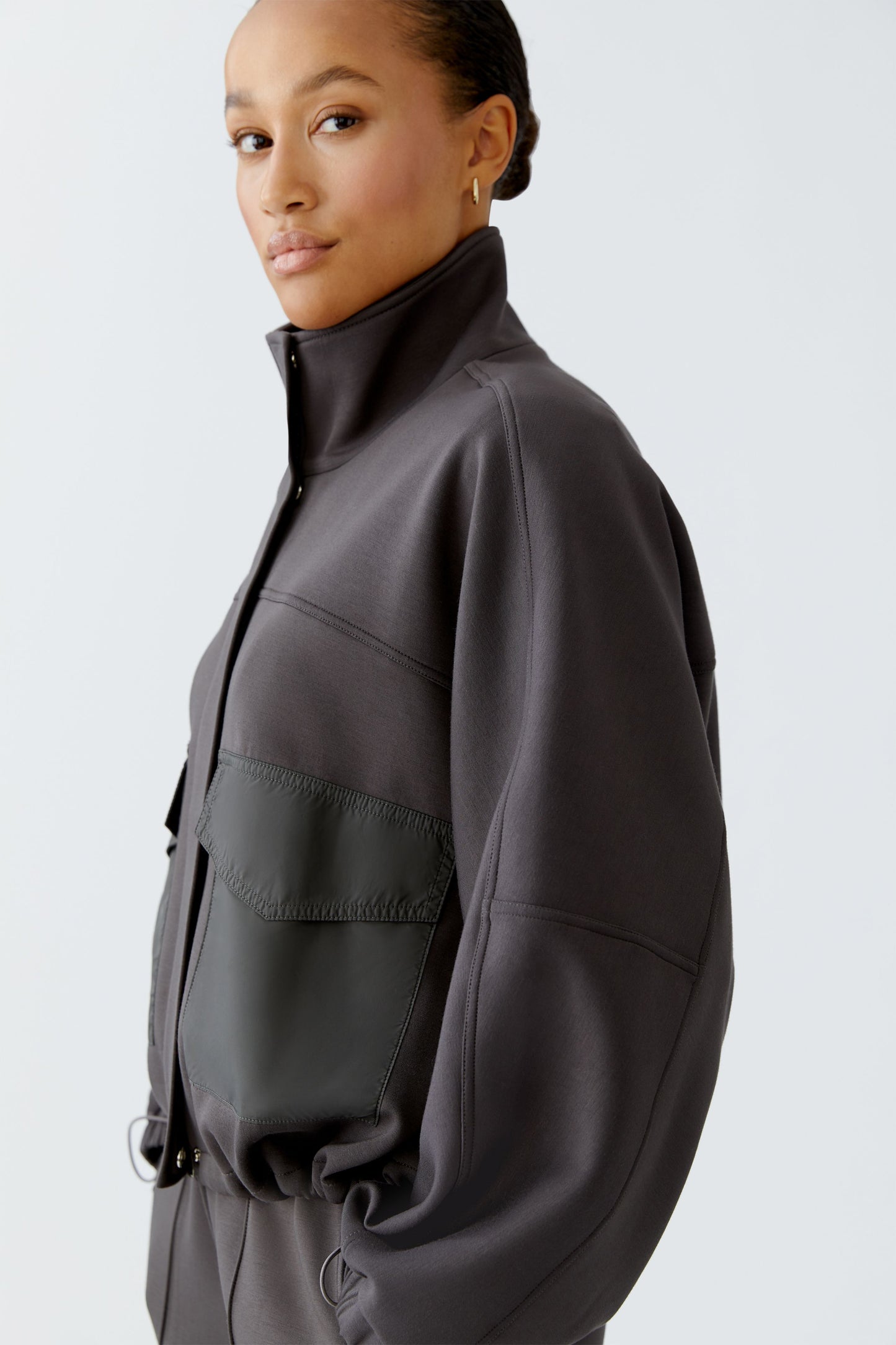 Oui Espresso Tonal Patch Pocket Jacketw