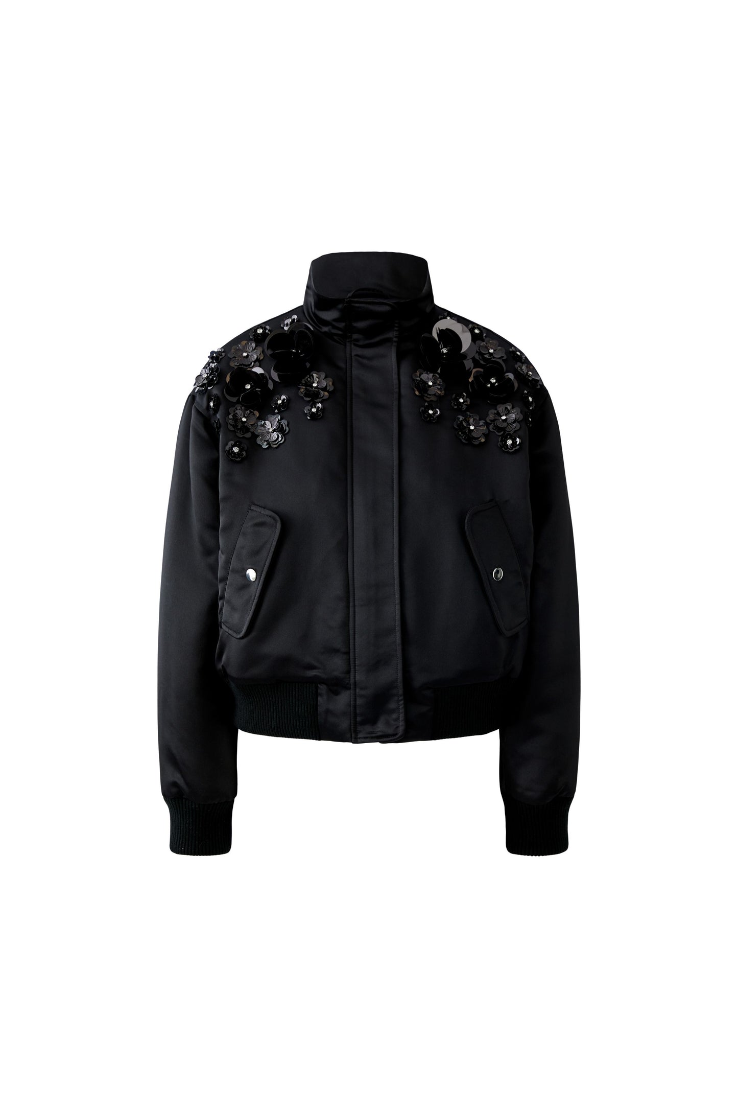 Oui Black Embellished Bomber Jacket