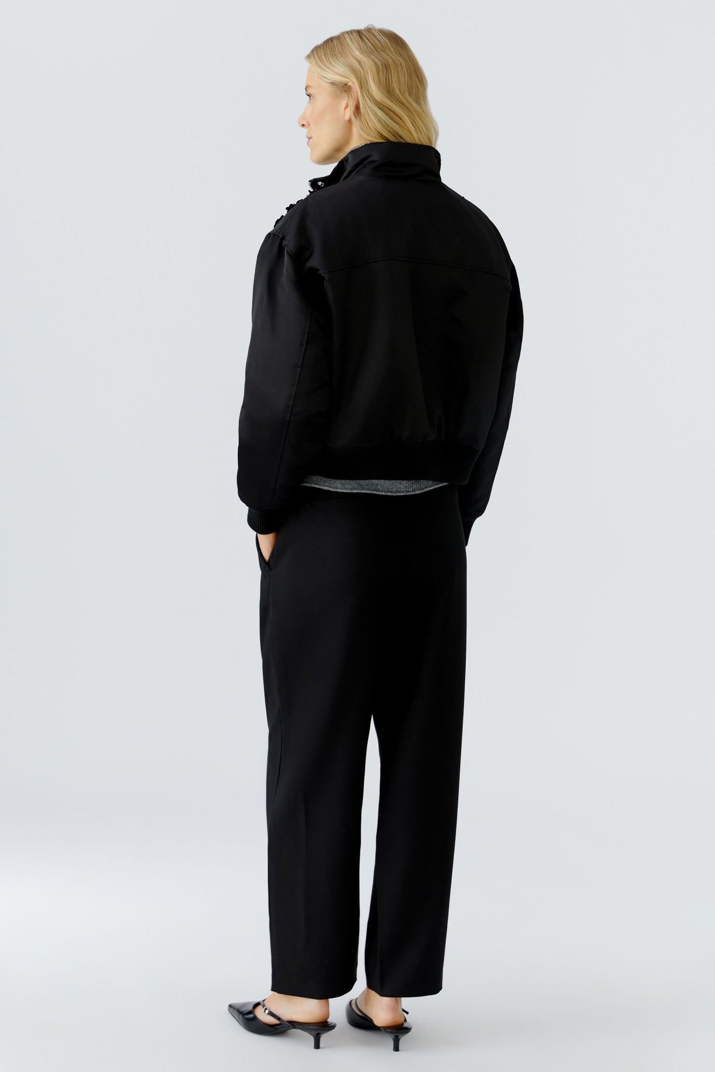 Oui Black Embellished Bomber Jacket