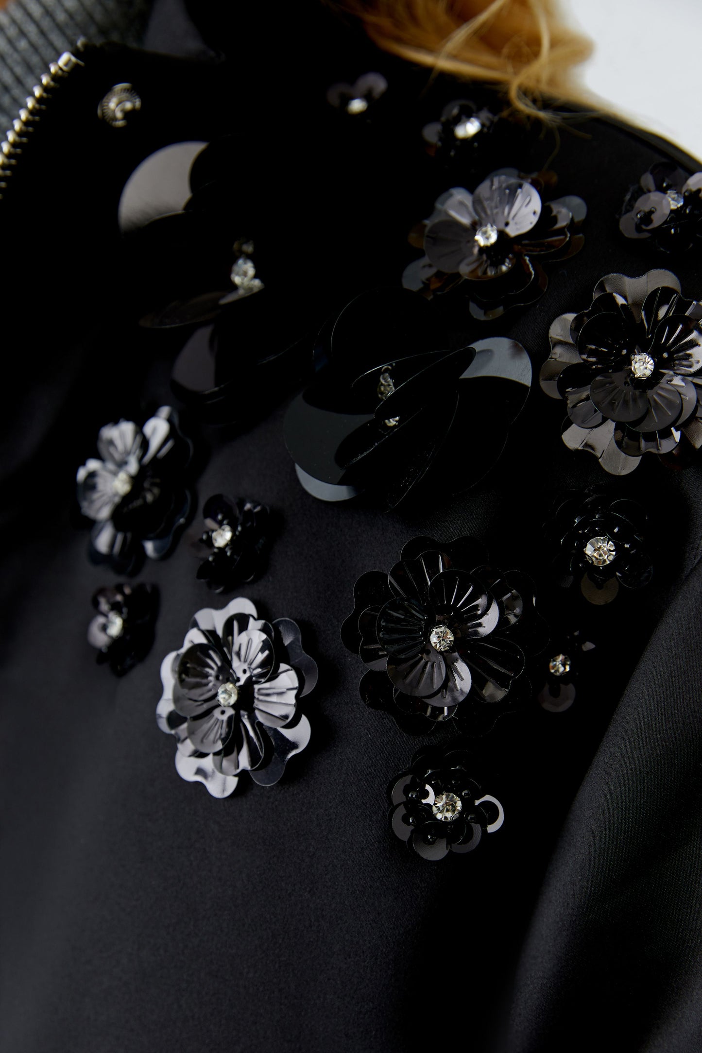 Oui Black Embellished Bomber Jacket